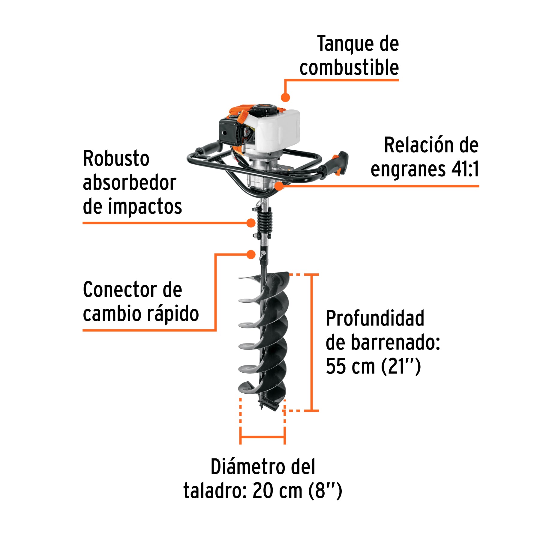 Ahoyadora/motoperforadora a gasolina 52 cc, TRUPER