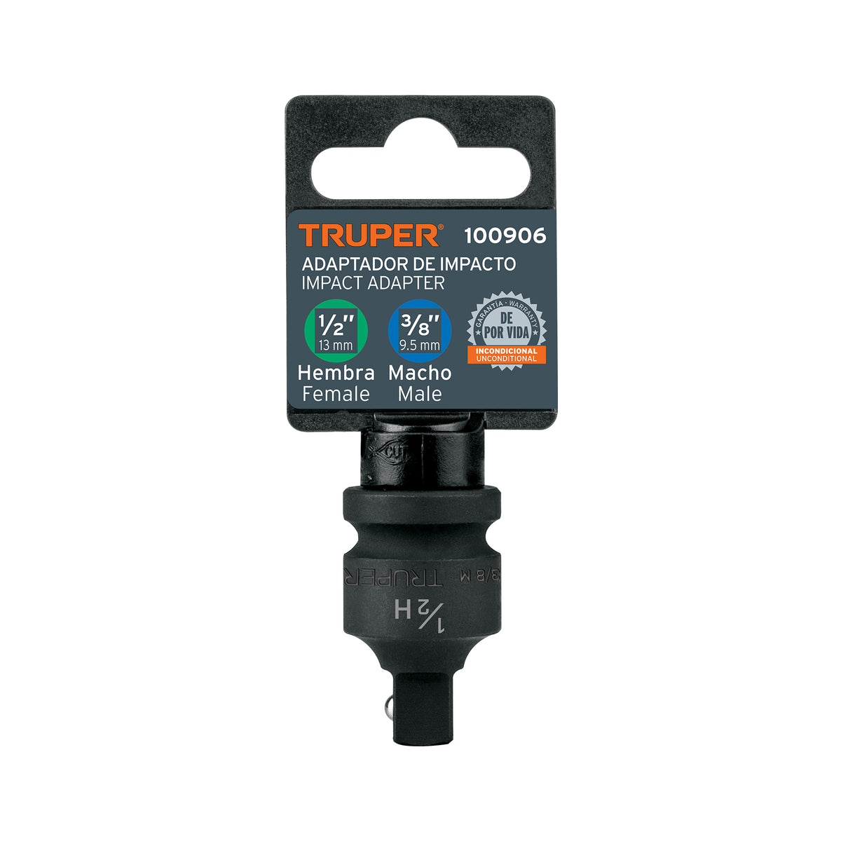 Adaptador de impacto 1/2" (H) x 3/8" (M), TRUPER