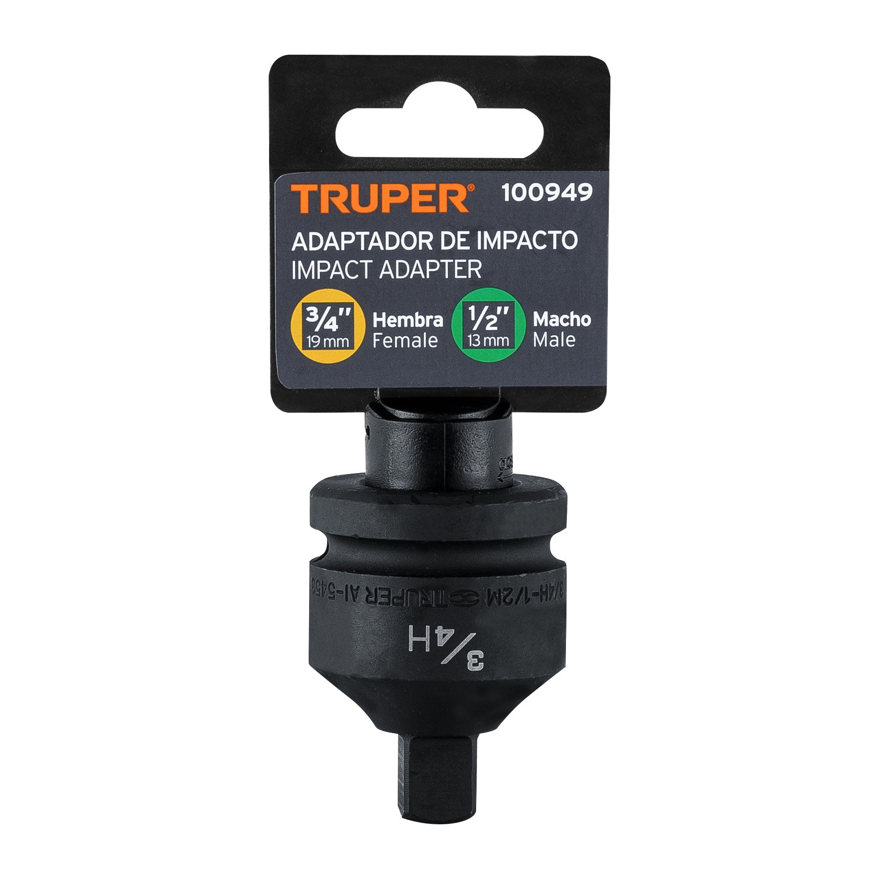 Adaptador de Impacto 3/4" (H) x 1/2" (M), TRUPER