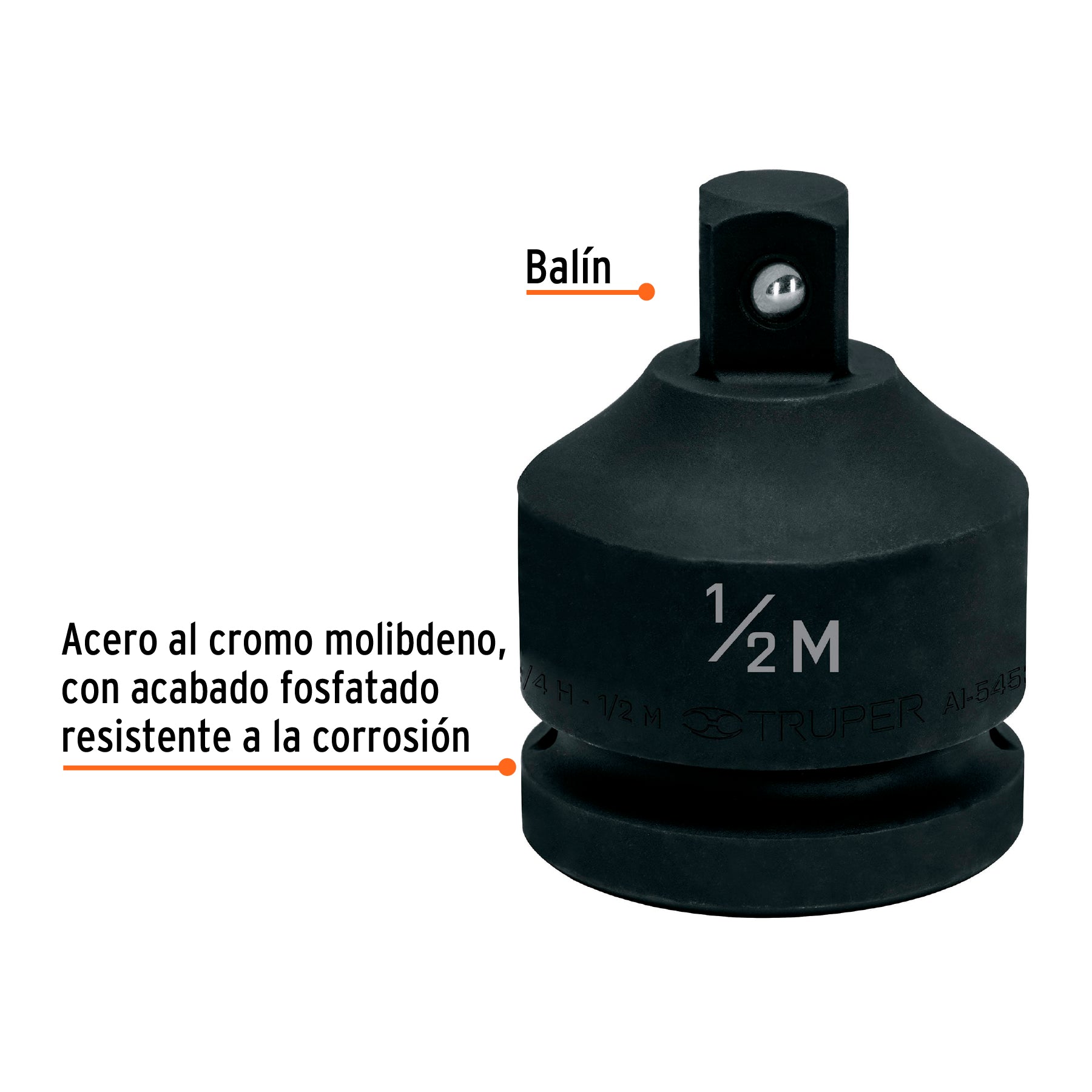 Adaptador de Impacto 3/4" (H) x 1/2" (M), TRUPER