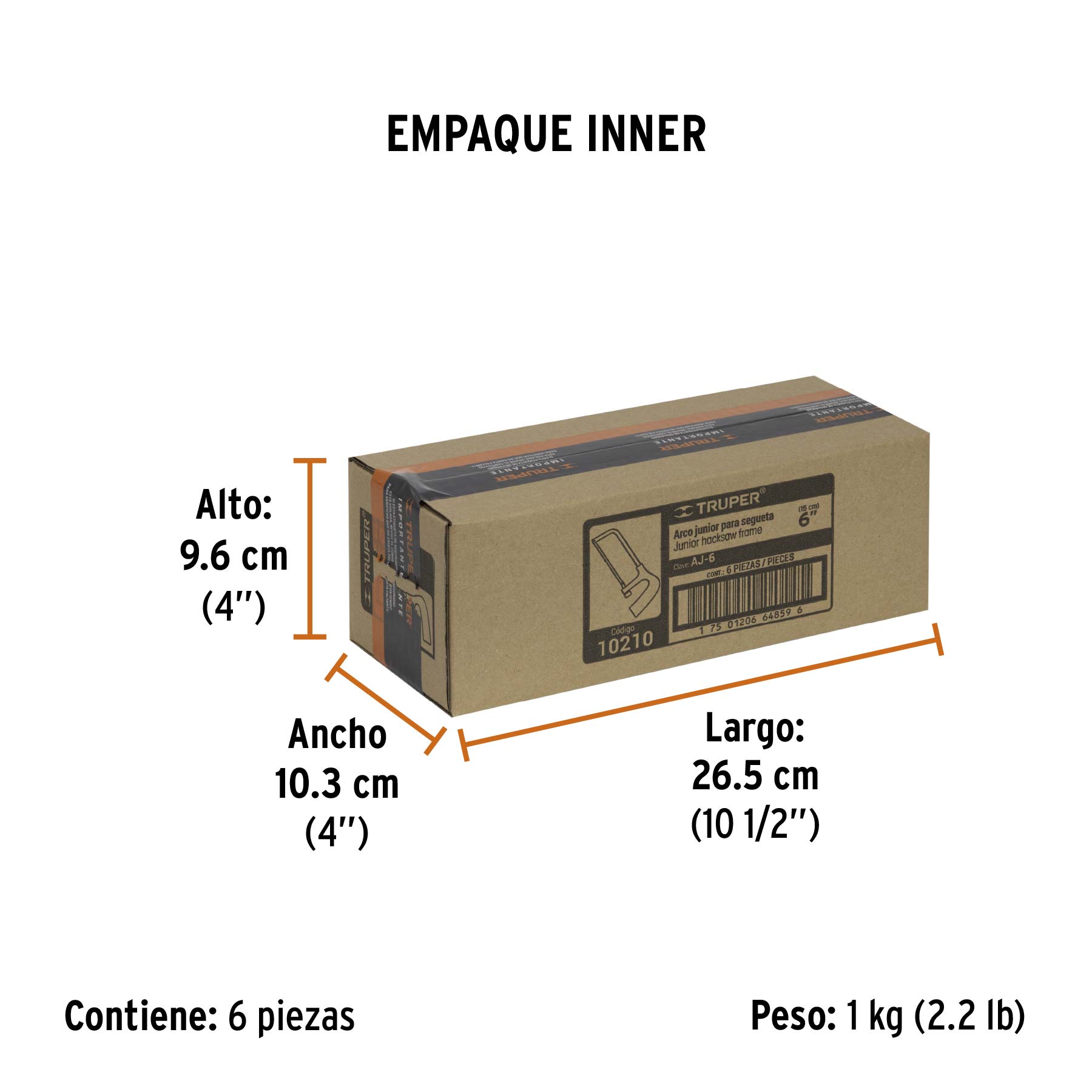 Arco junior 6" para segueta, TRUPER - Empaque