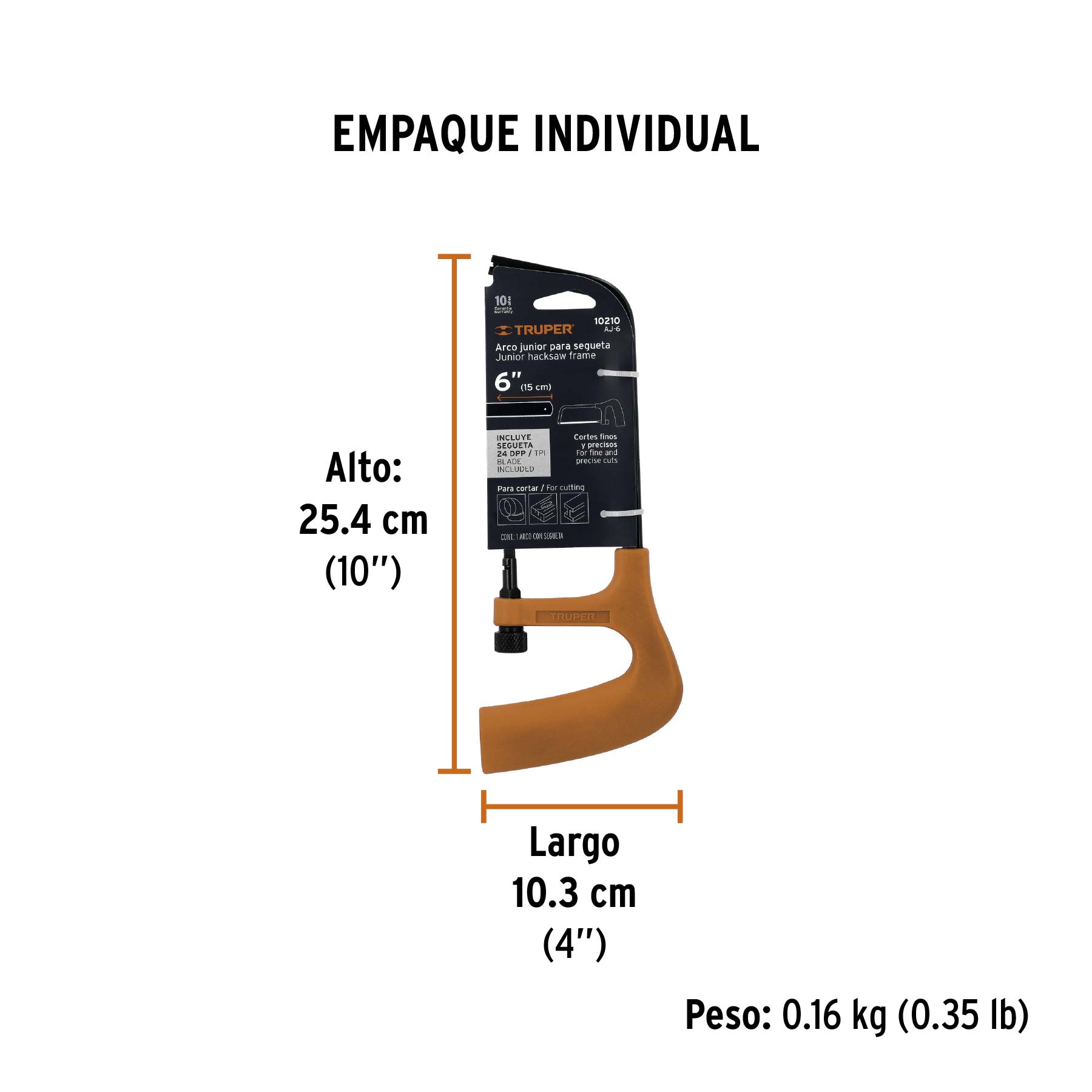 Arco junior 6" para segueta, TRUPER - Empaque