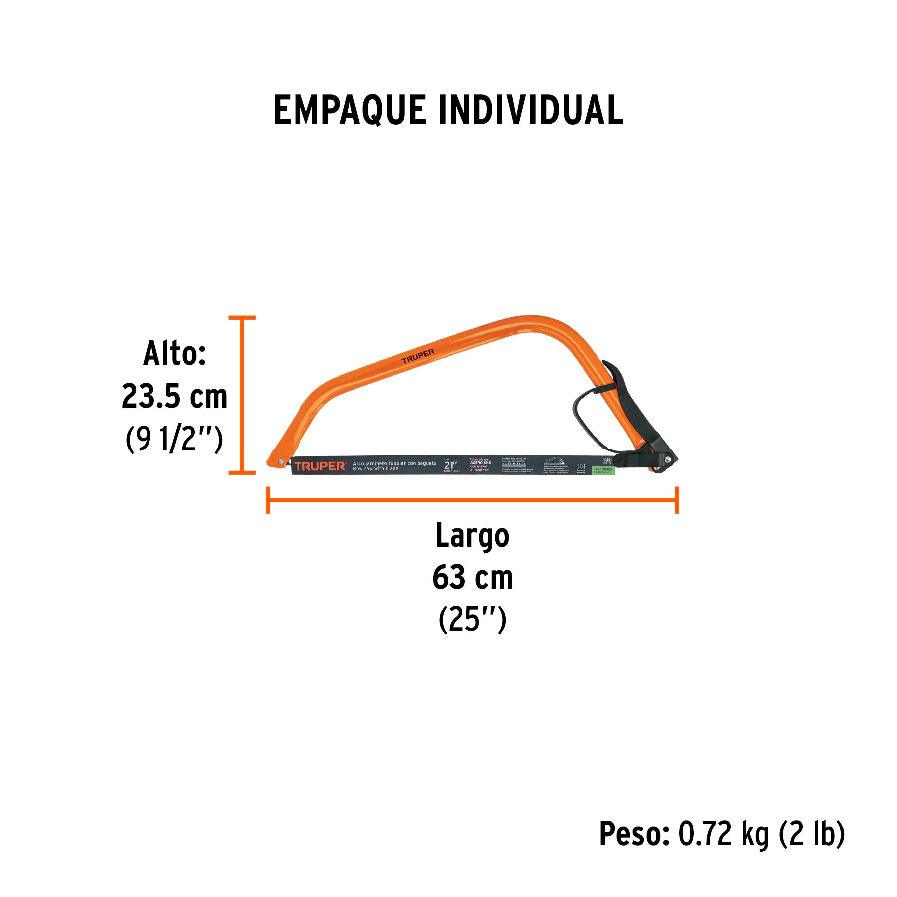 Arco jardinero tubular de 21", TRUPER - Empaque