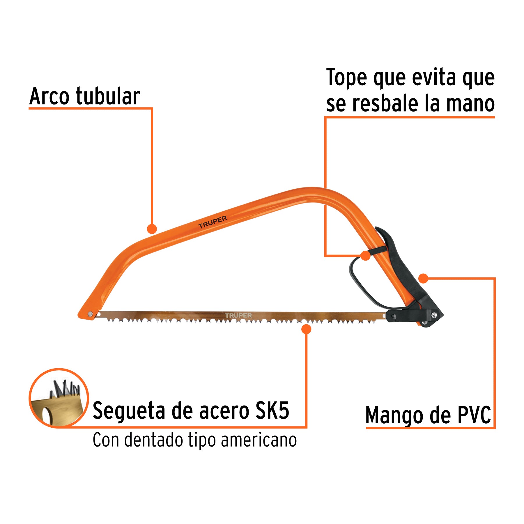 Arco jardinero tubular de 21", TRUPER