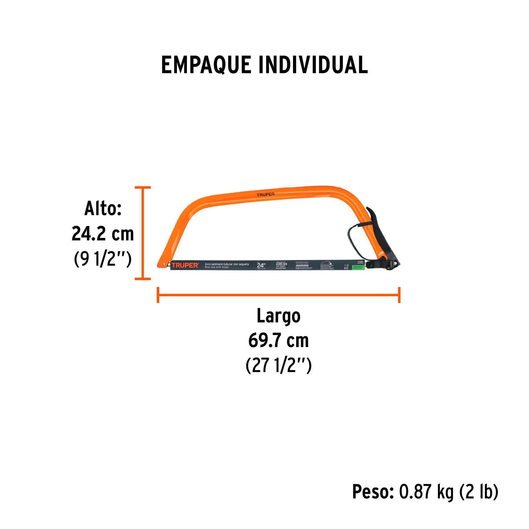 Arco jardinero tubular de 24", TRUPER - Empaque