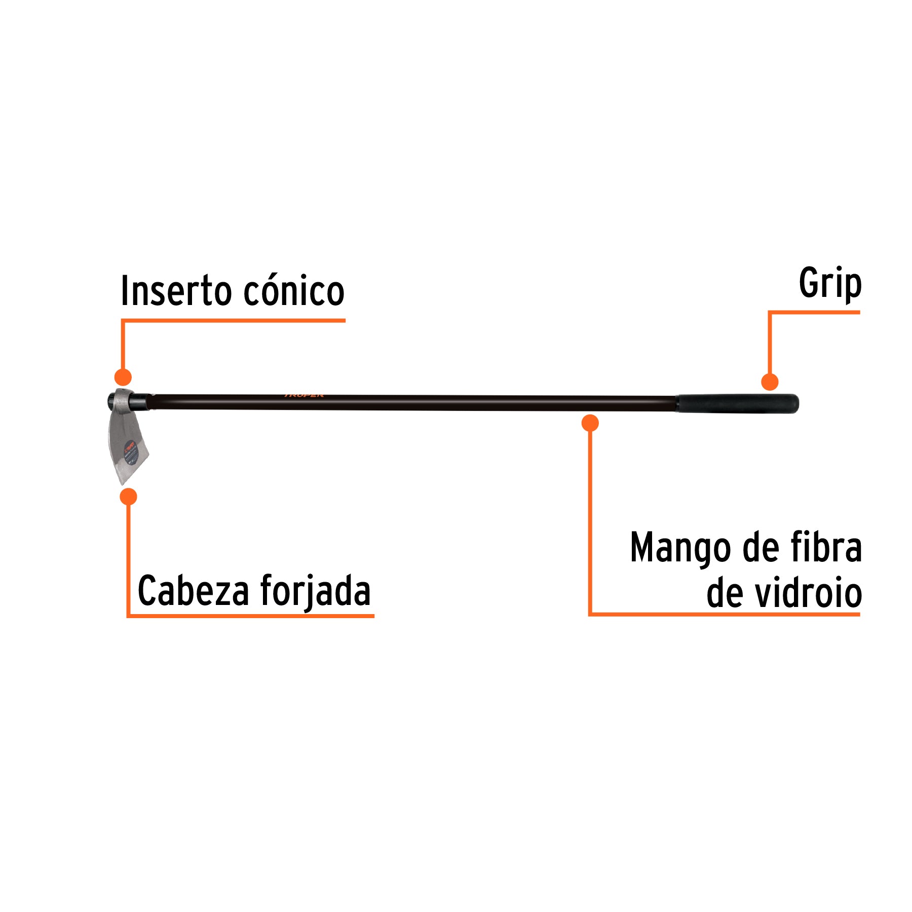 Azadón Lane No. 0 de 1.6 lb, mango de fibra 54", TRUPER