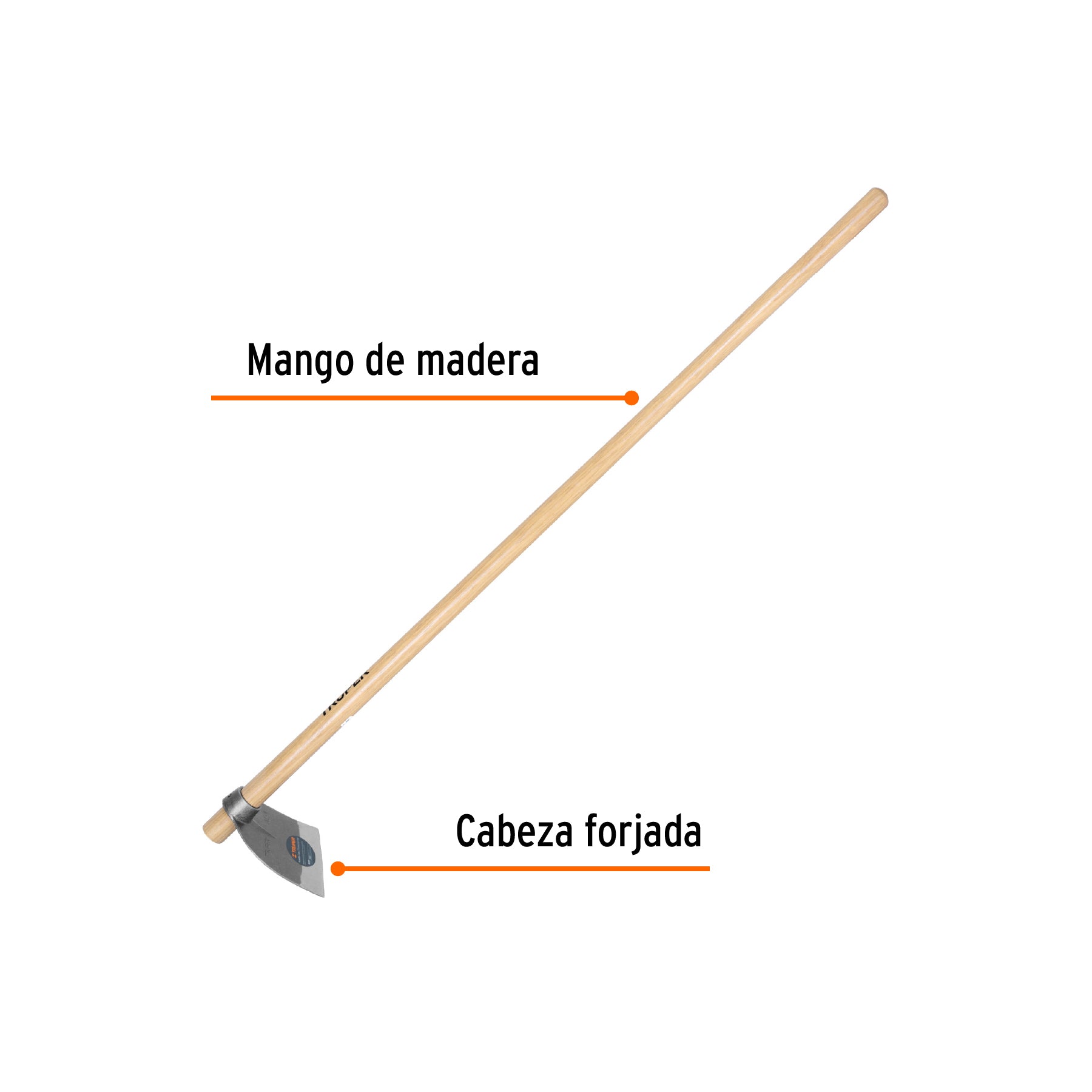 Azadón Lane No. 1 de 1.8 lb, mango madera de 54", TRUPER