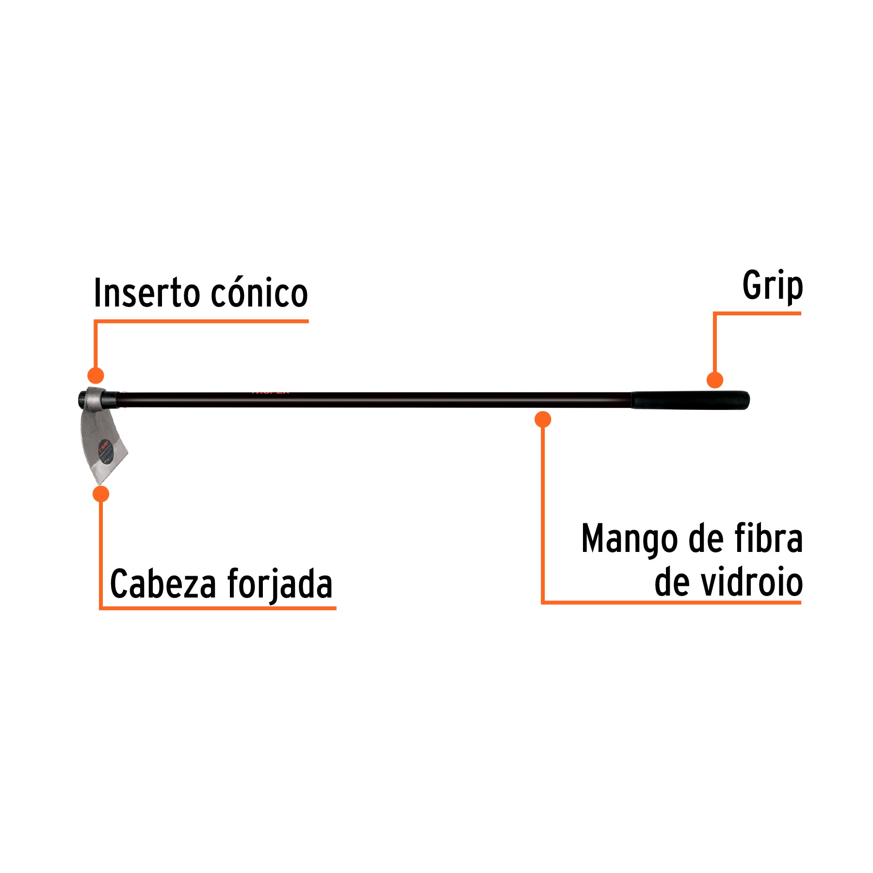 Azadón Lane No. 1 de 1.8 lb, mango de fibra 54", TRUPER