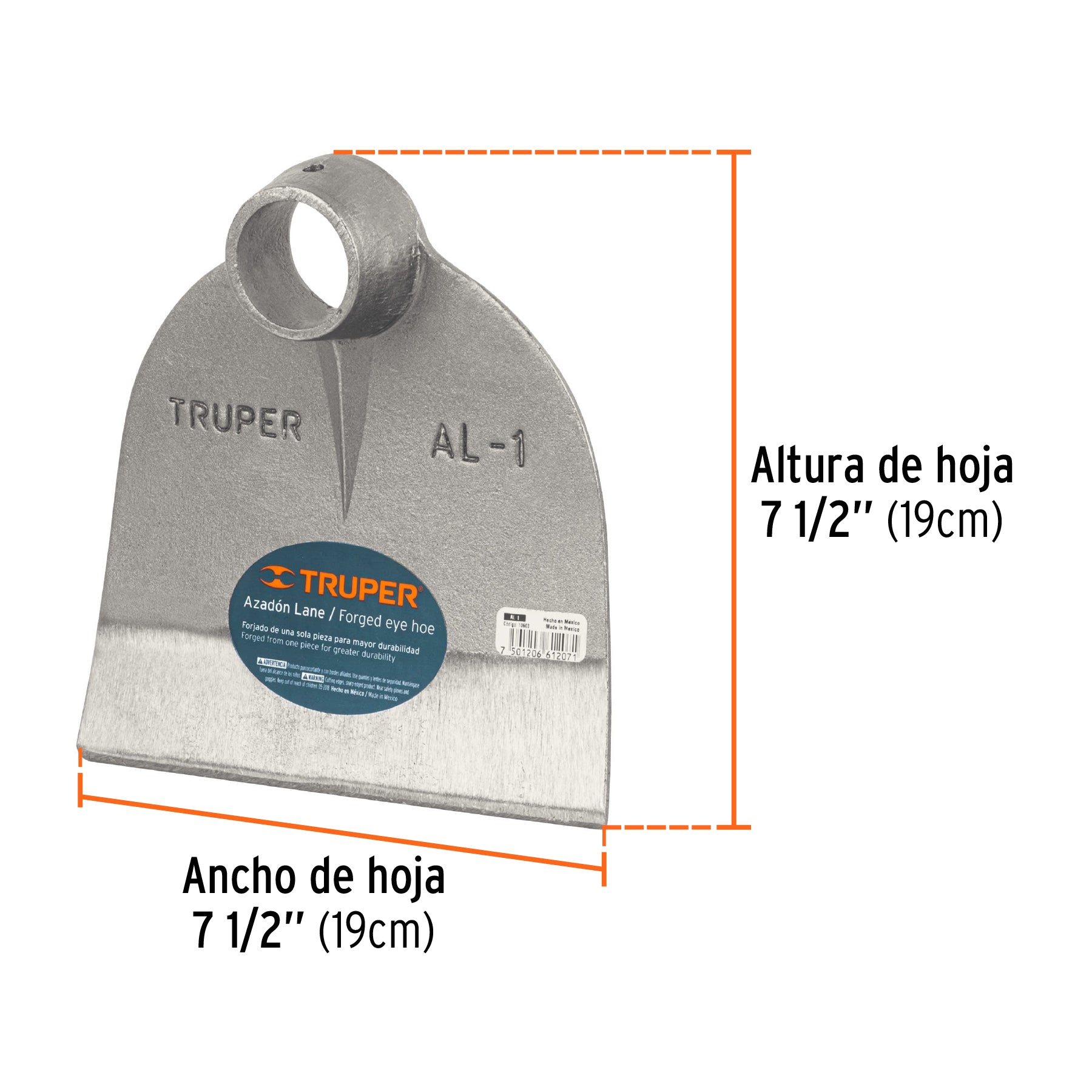 Azadón Lane No. 1 de 1.8 lb, sin mango, TRUPER