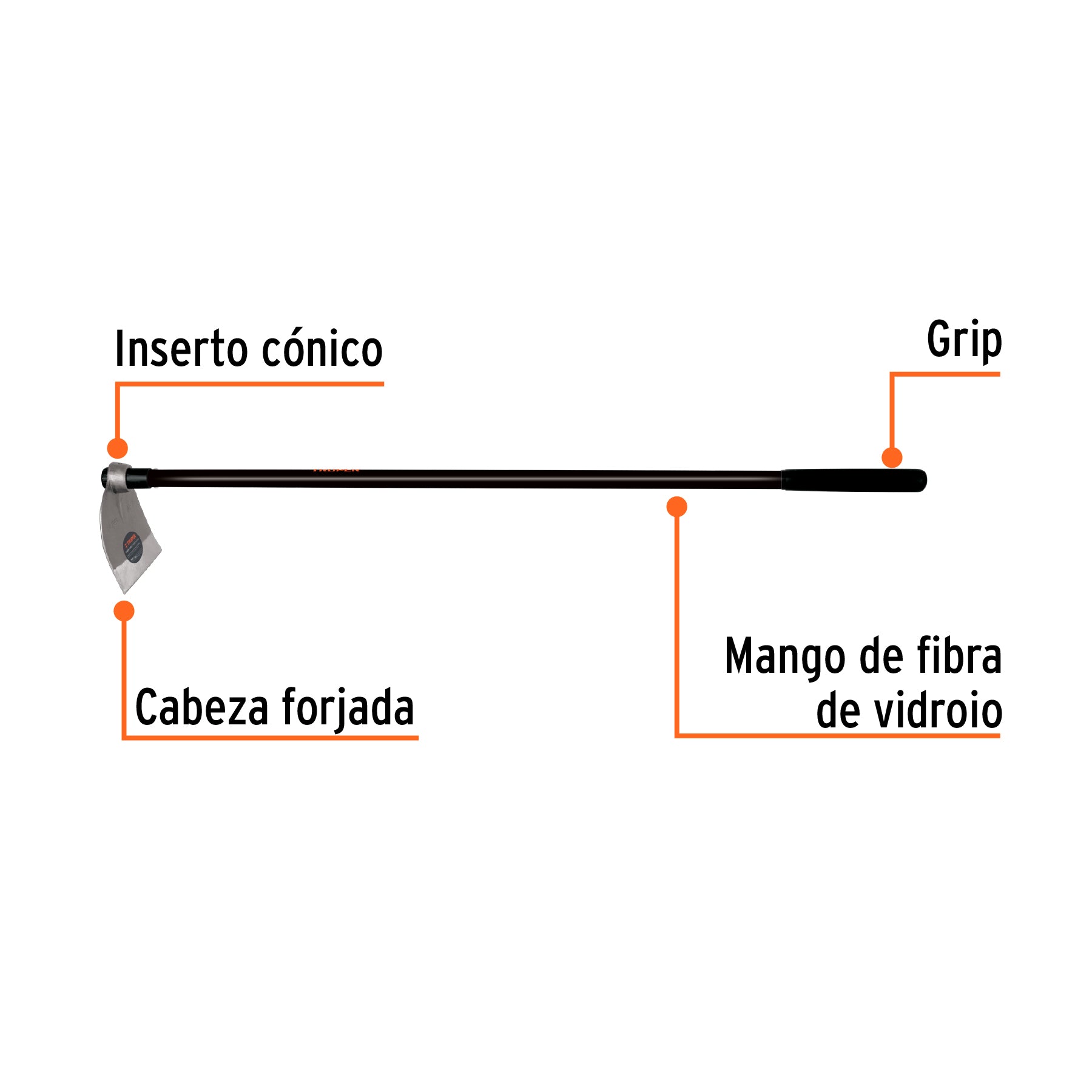 Azadón Lane No. 2 de 2.0 lb, mango de fibra 54", TRUPER
