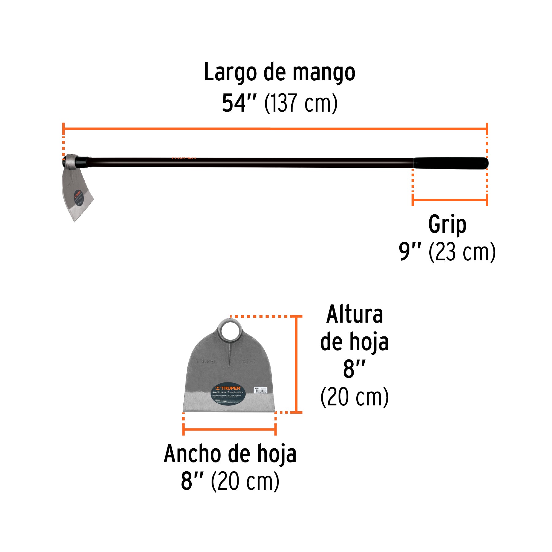 Azadón Lane No. 2 de 2.0 lb, mango de fibra 54", TRUPER