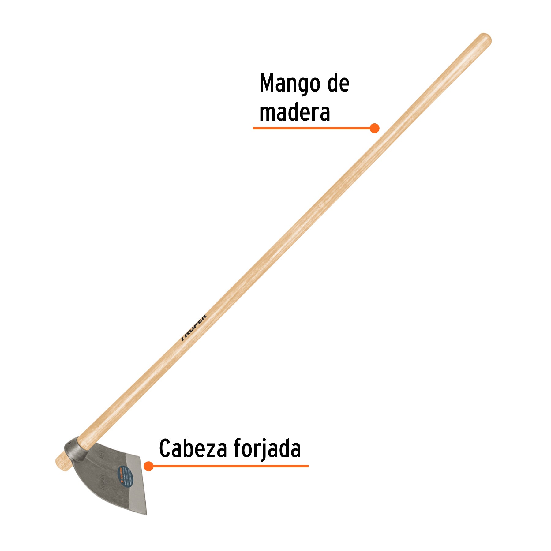 Azadón Lane No. 3 de 2.1 lb, mango madera de 54", TRUPER