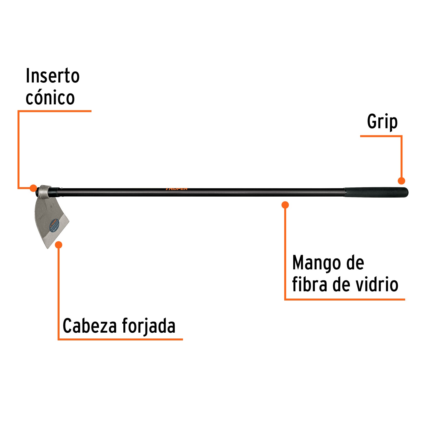Azadón Lane No. 3 de 2.1 lb, mango de fibra 54", TRUPER