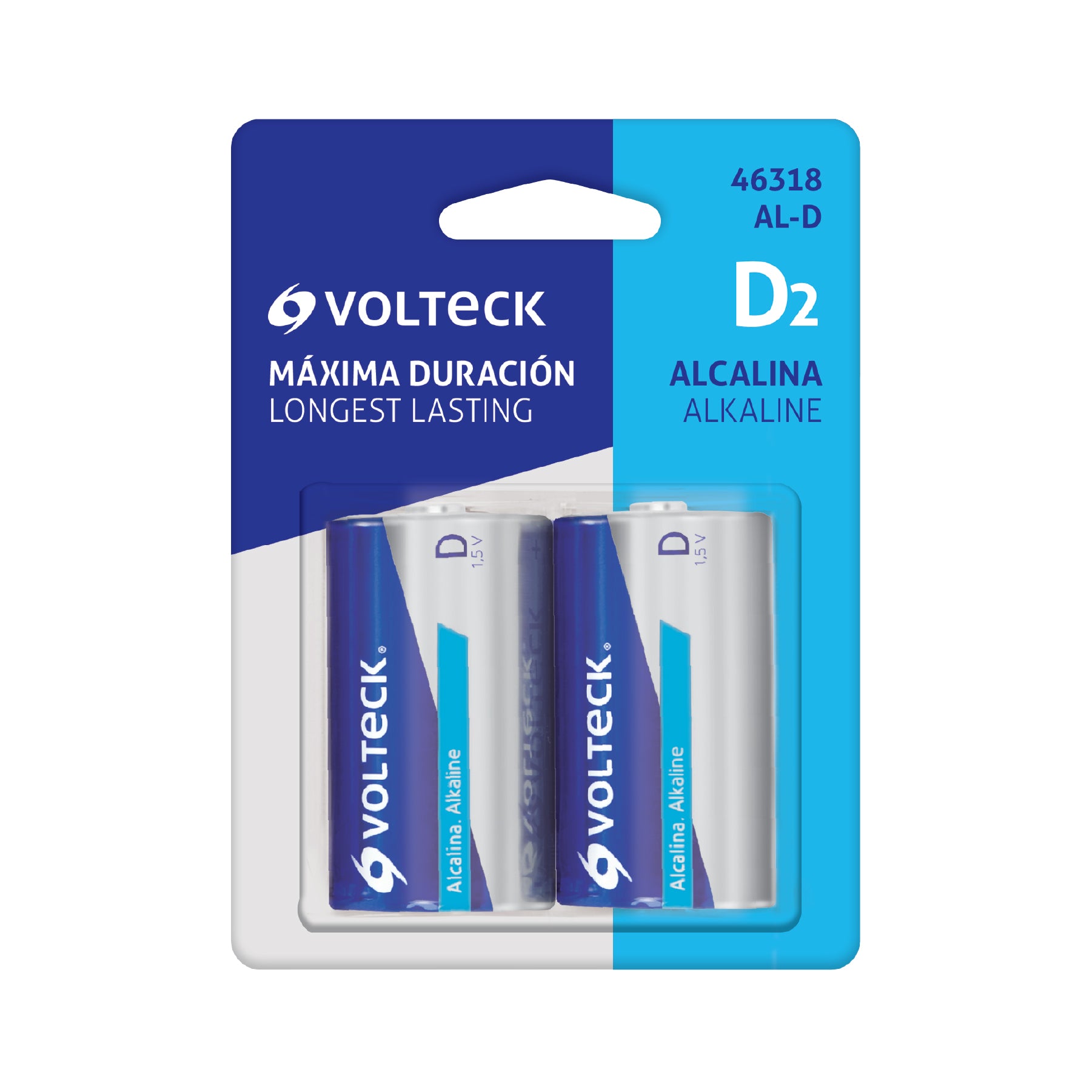 Blíster con 2 pilas alcalinas D, VOLTECK