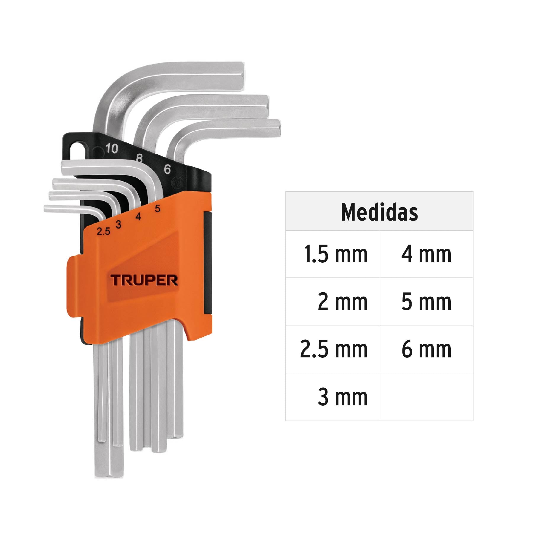 Juego de 7 llaves hexagonales mm, con organizador, TRUPER