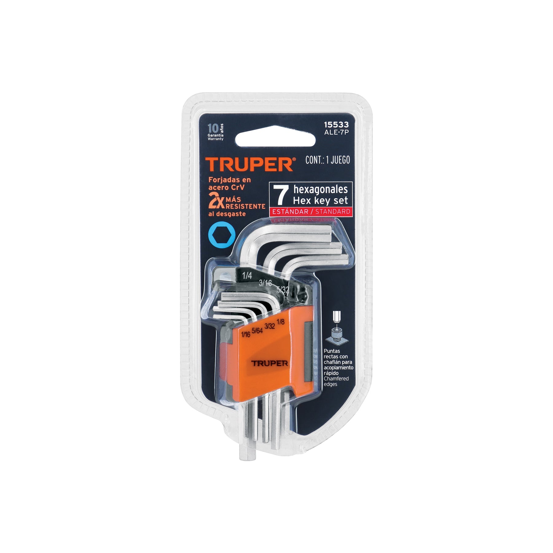 Juego de 7 llaves hexagonales std, con organizador, TRUPER
