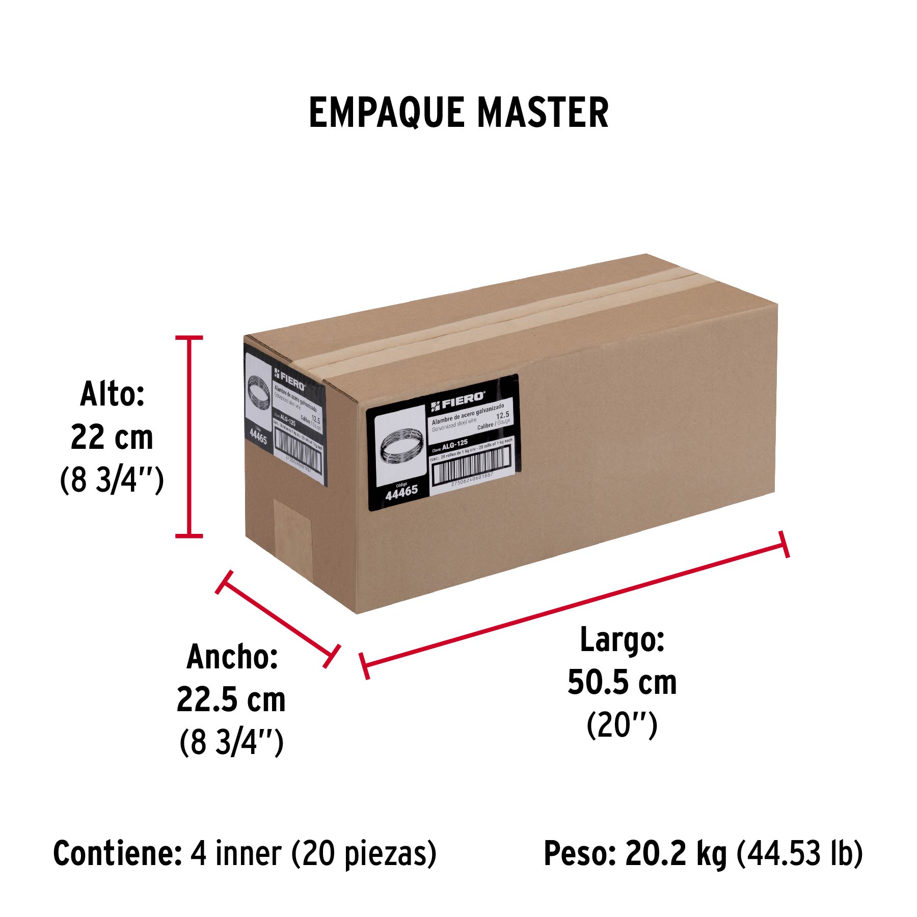 Kilo de alambre galvanizado, calibre 12.5, FIERO - Empaque