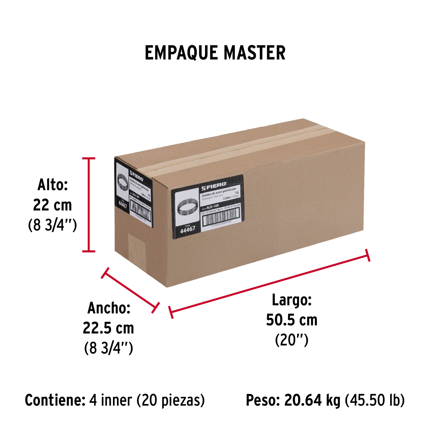 Kilo de alambre galvanizado, calibre 16, FIERO - Empaque