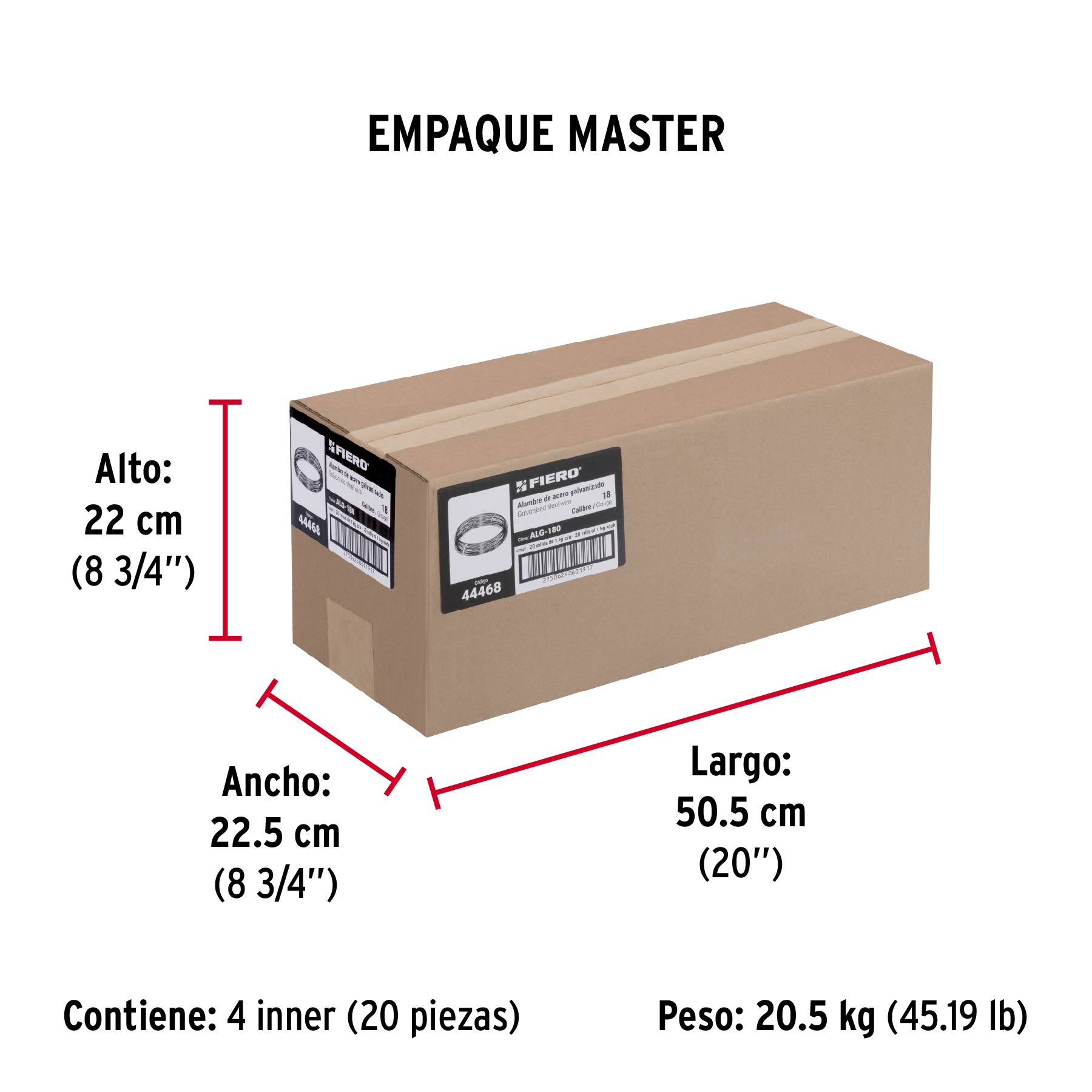 Kilo de alambre galvanizado, calibre 18, FIERO - Empaque