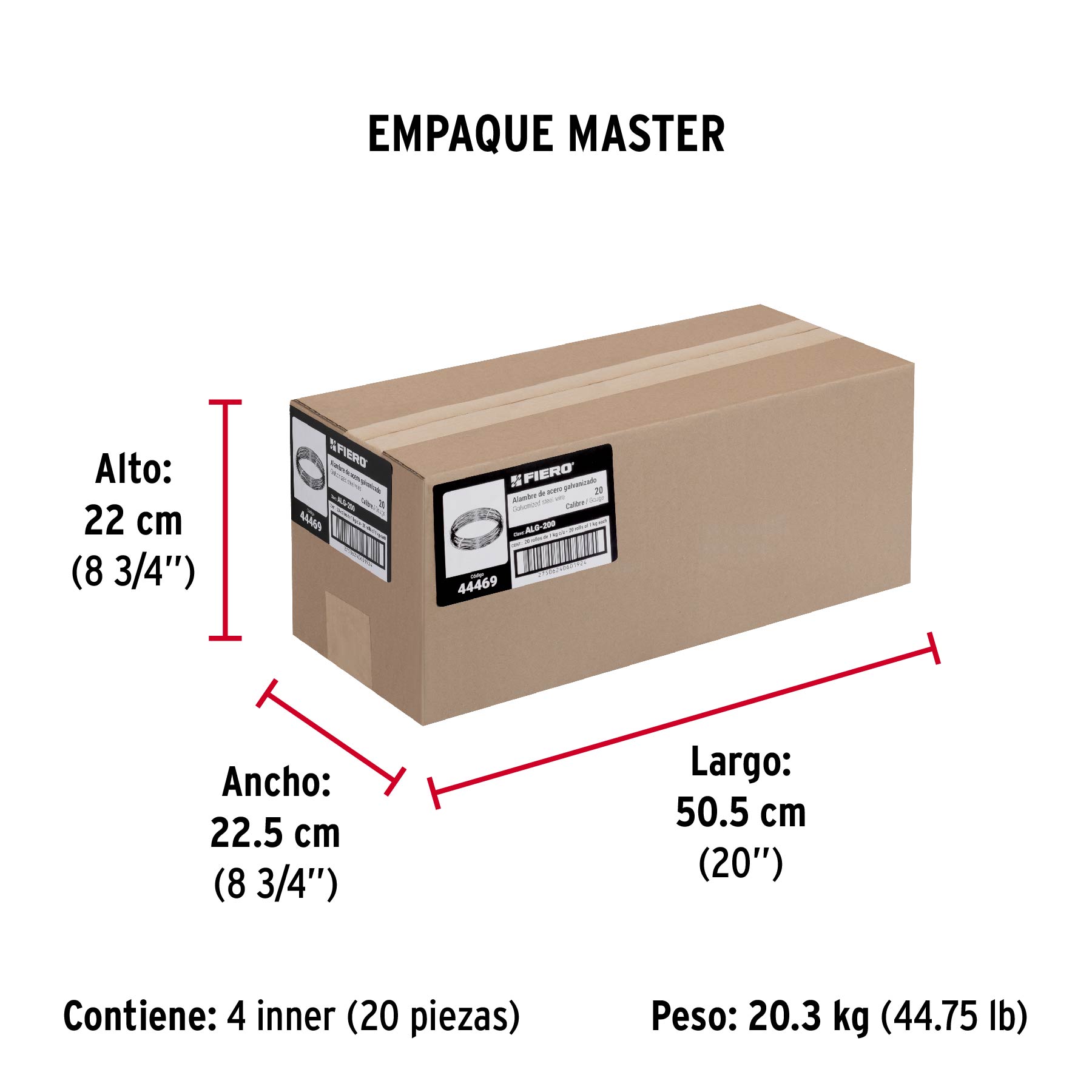 Kilo de alambre galvanizado, calibre 20, FIERO - Empaque