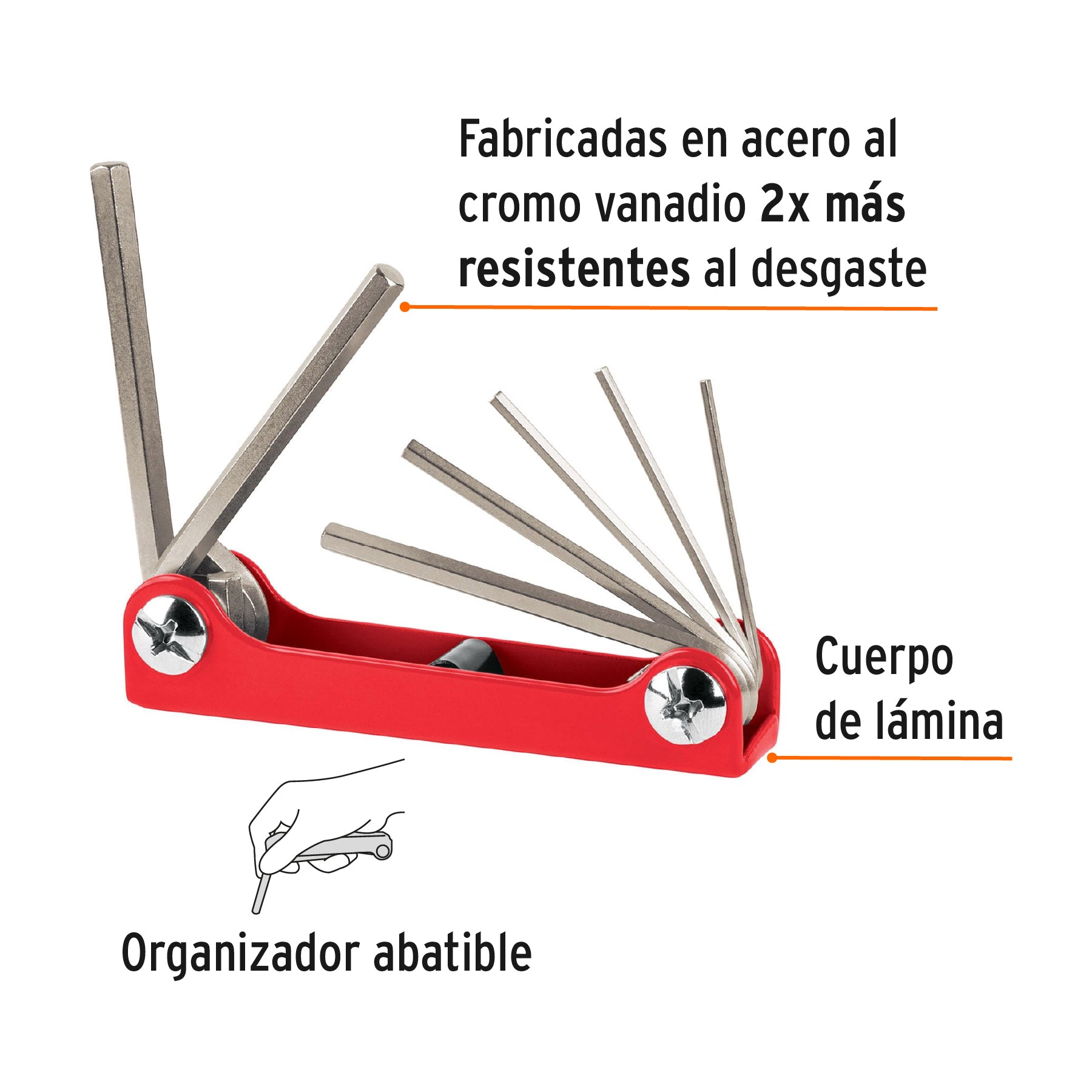Juego de 7 llaves hexagonales std, tipo navaja, TRUPER