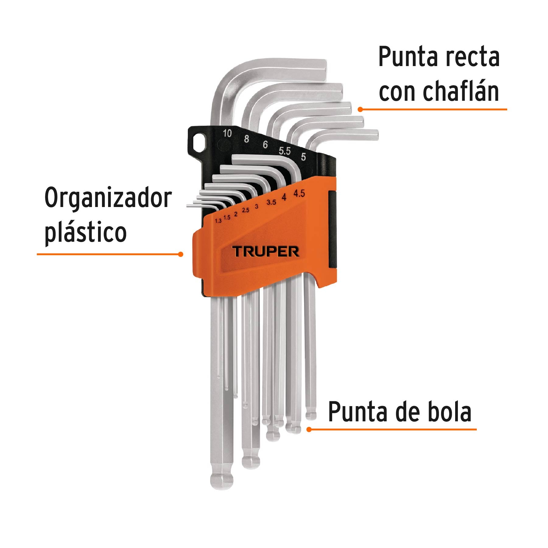 Juego de 13 llaves hexagonales mm largas, punta de bola