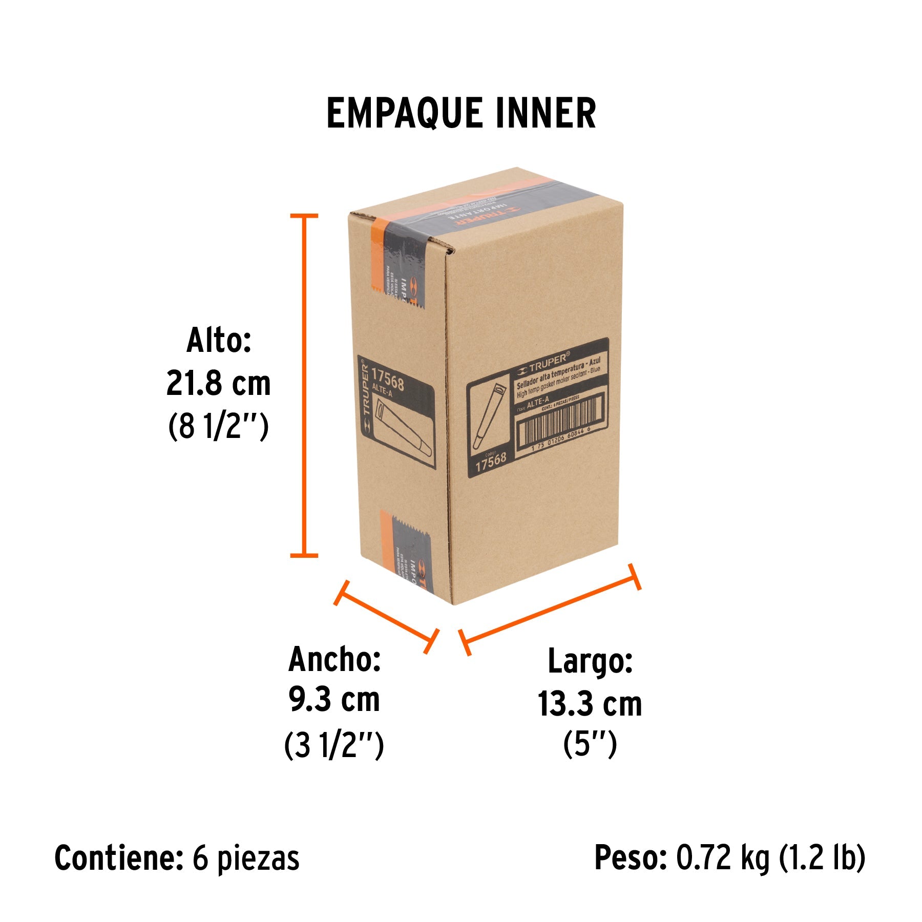 Sellador de silicón azul RTV para altas temperaturas, 85 g - Empaque