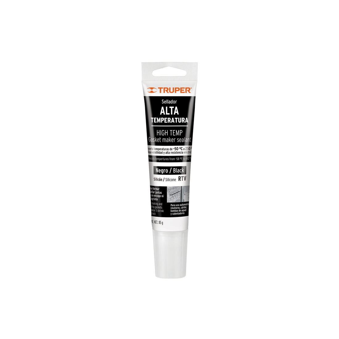 Sellador de silicón negro RTV para altas temperaturas, 85 g