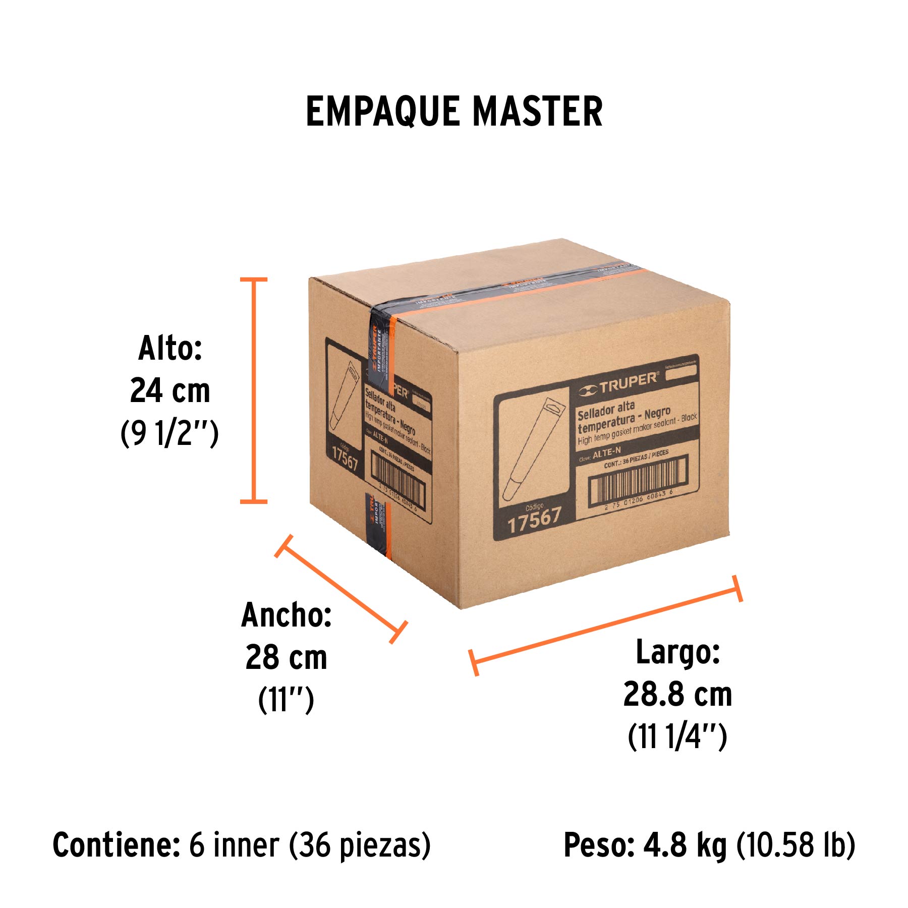 Sellador de silicón negro RTV para altas temperaturas, 85 g - Empaque