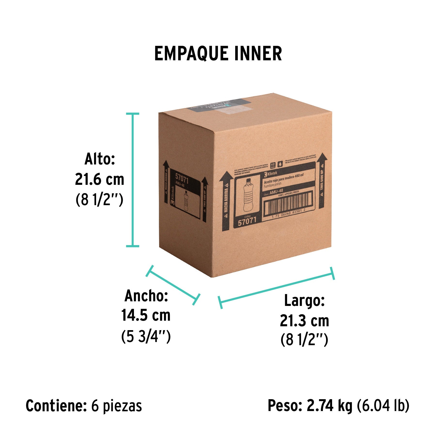 Aceite rojo para muebles, 480 ml, KLINTEK - Empaque