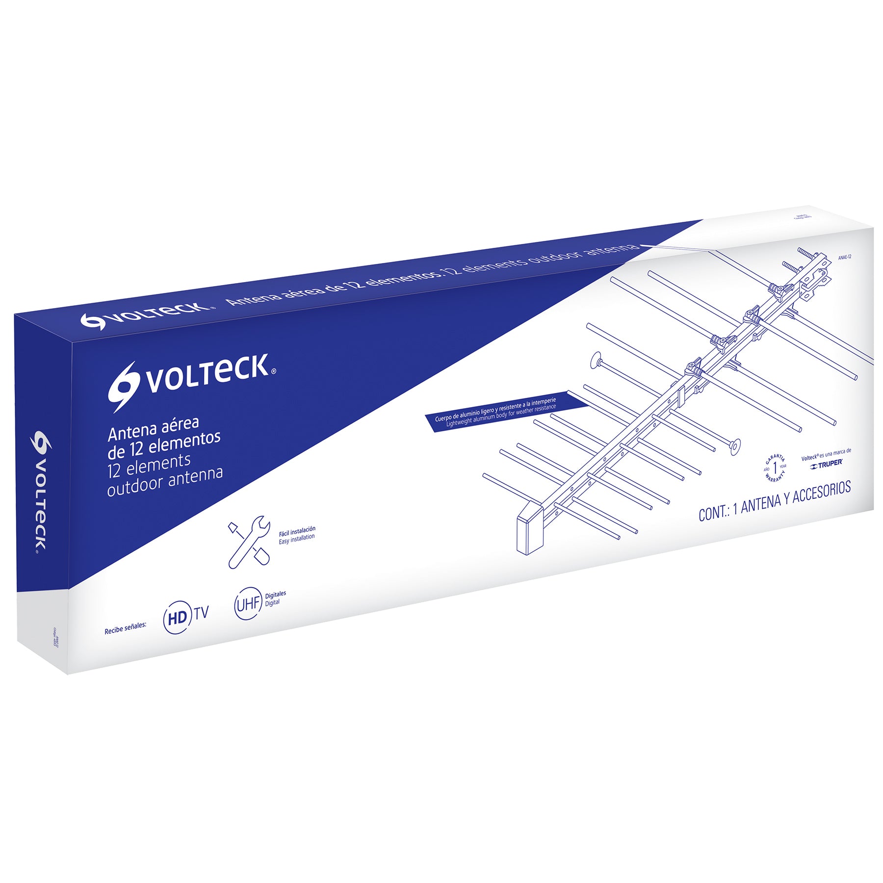 Antena aérea para HD TV, 12 elementos, 12 dB, VOLTECK