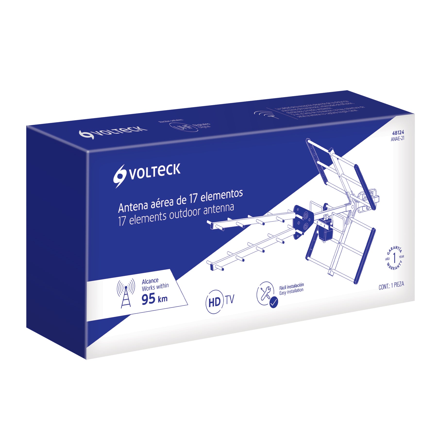 Antena aérea para HD TV, 17 elementos, 15 dB, VOLTECK
