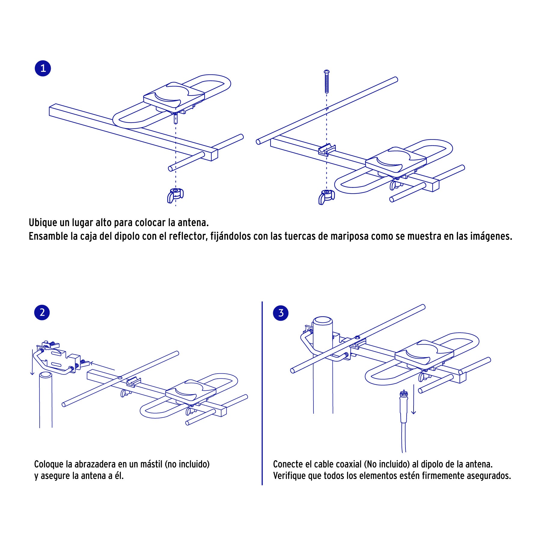 Antena aérea para HD TV, 3 elementos, 3 dB, VOLTECK