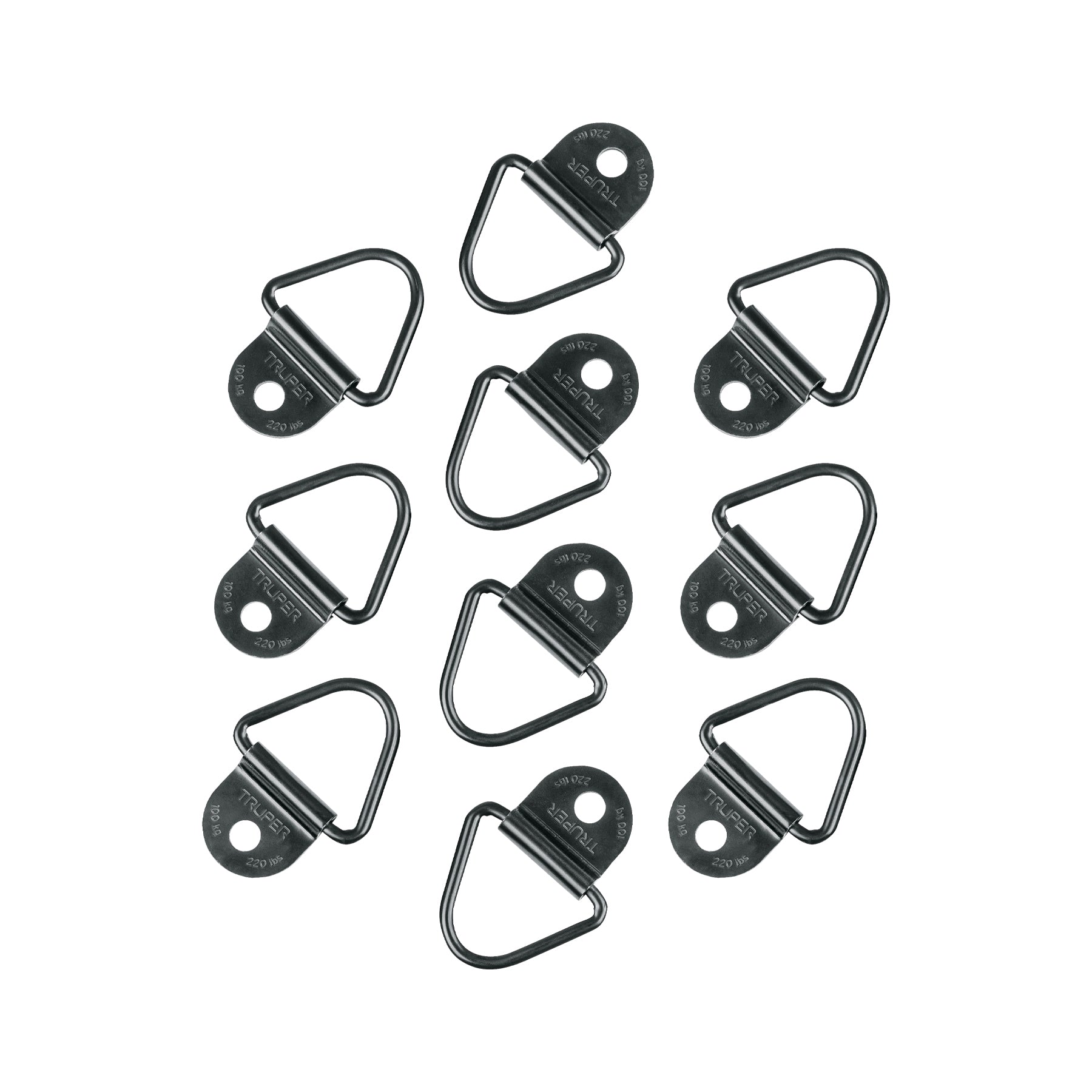 10 anclajes para amarre de carga, anillo en "V" espesor 1/4"