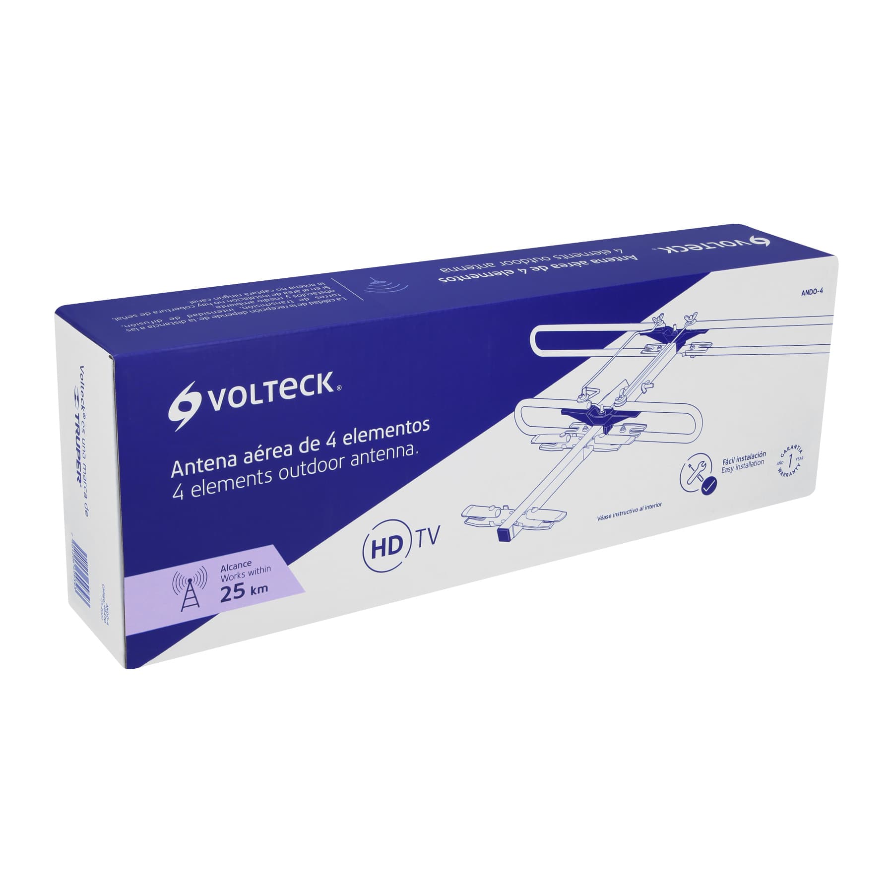 Antena aérea para HD TV, 4 elementos, 2 dB, VOLTECK