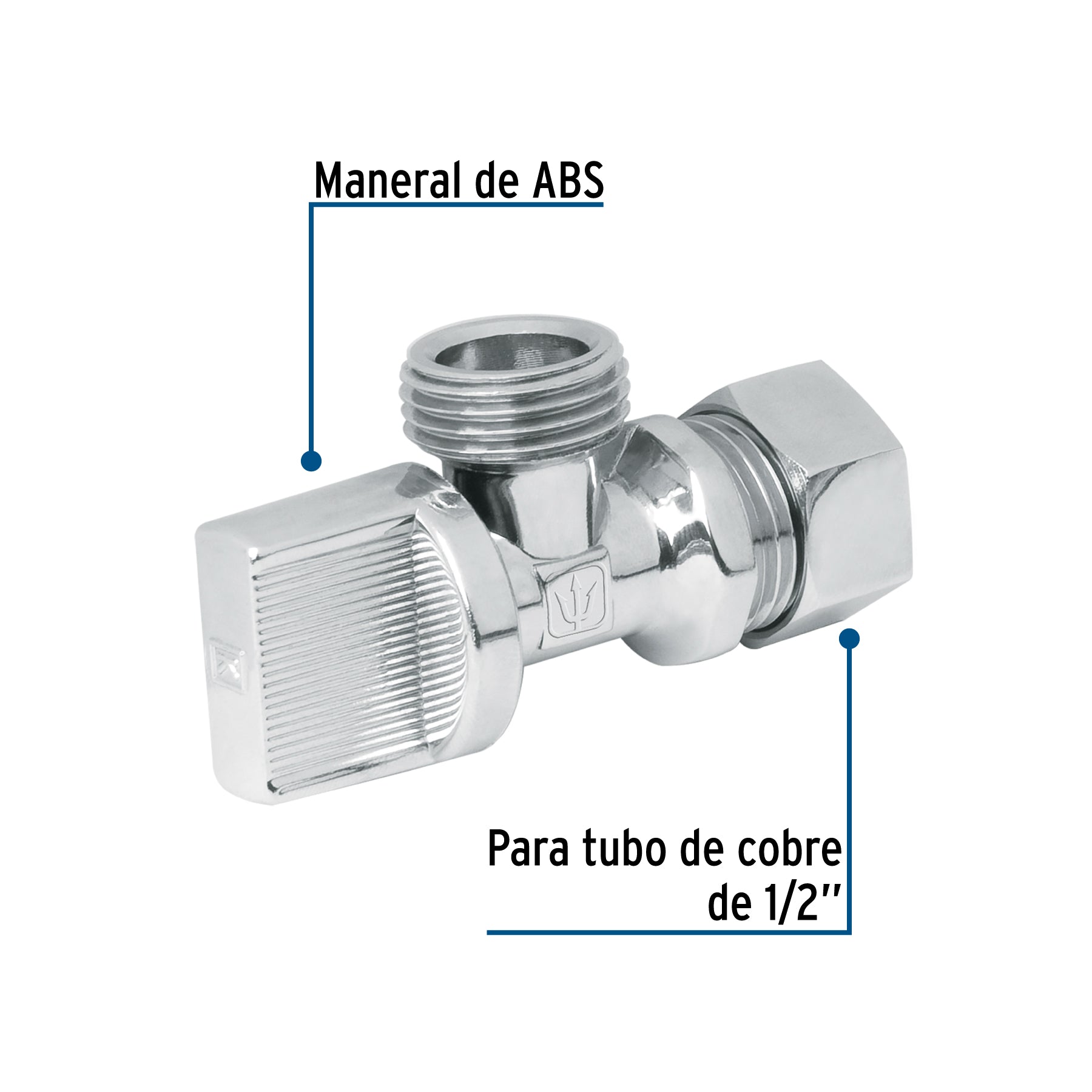 Llave angular 1/2", 1/4 de vuelta, barrilito, blíster, FOSET