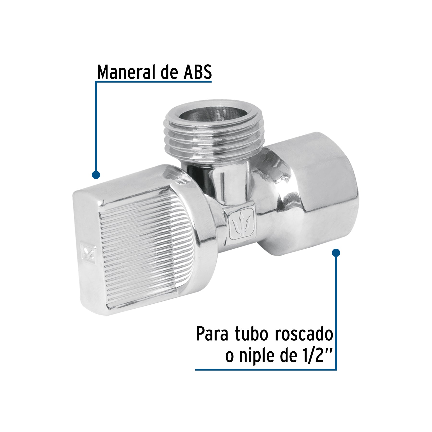 Llave angular 1/2", 1/4 de vuelta, roscable, blíster, FOSET
