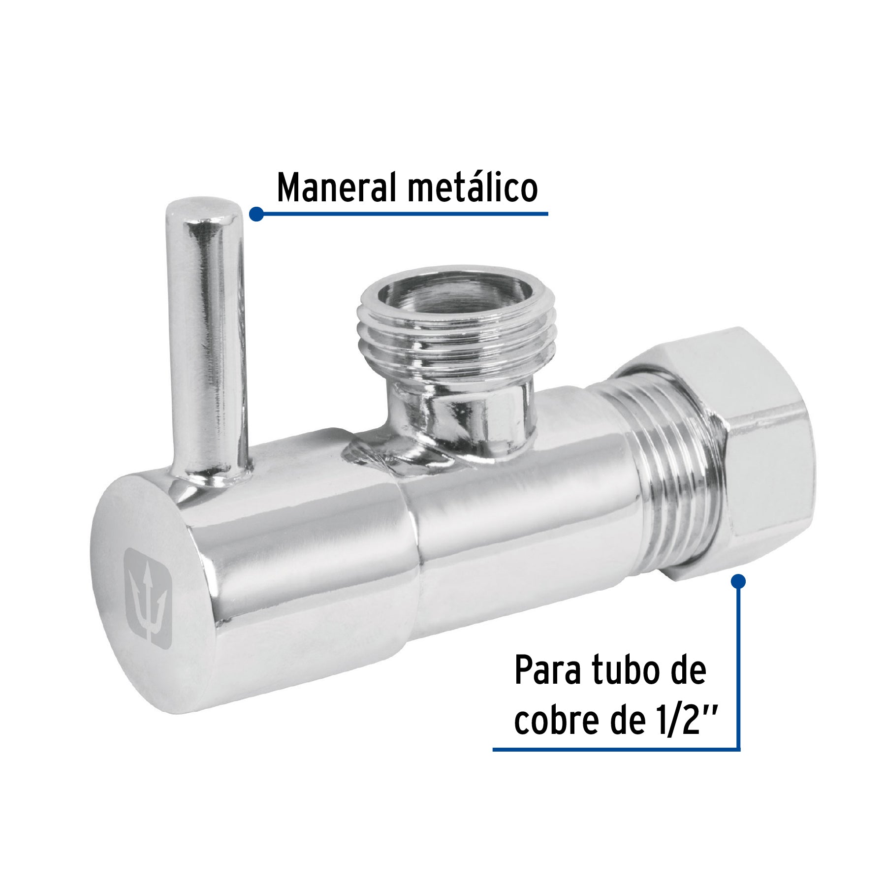 Llave angular 1/2",1/4 de vuelta, barrilito, maneral palanca