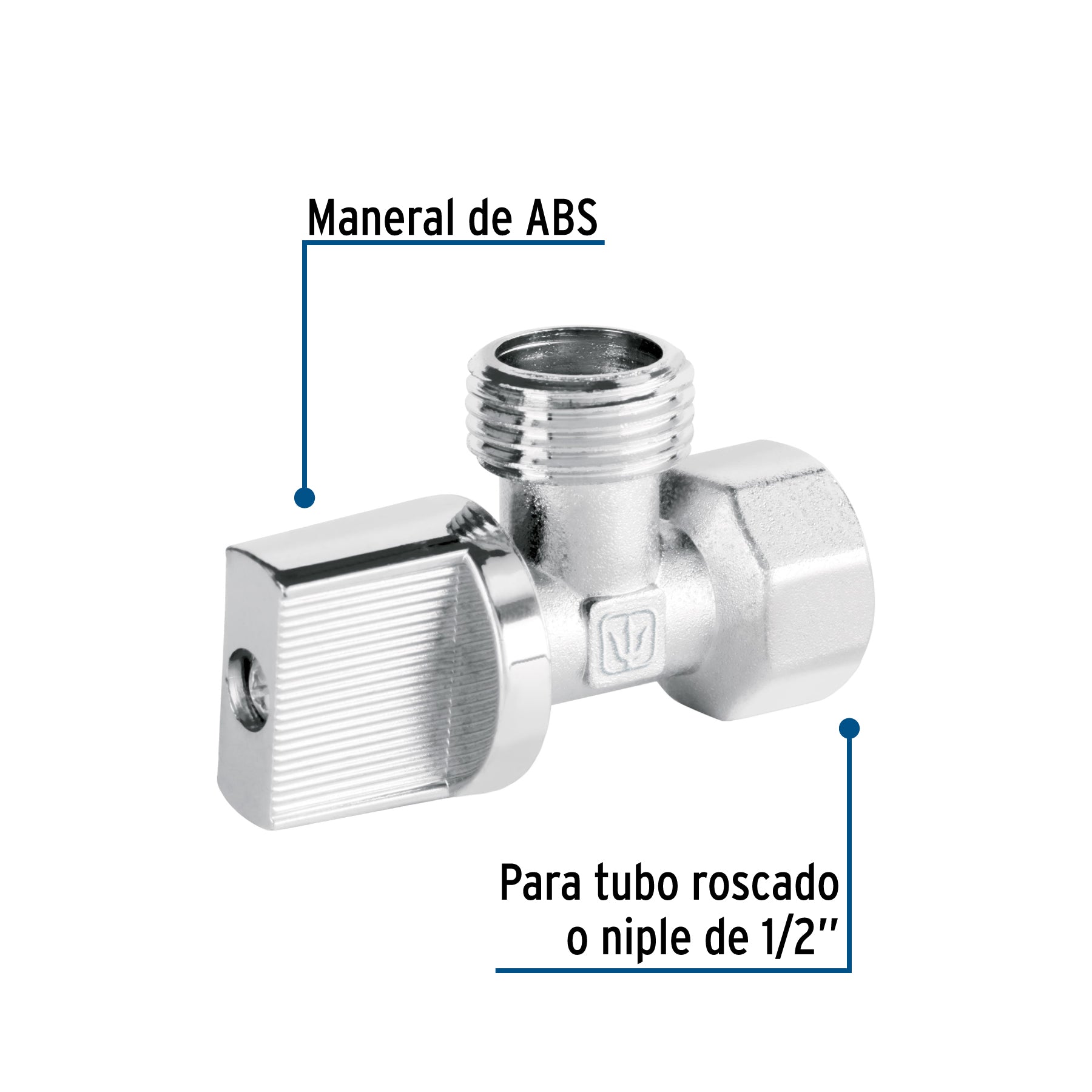 Llave angular 1/2", 1/4 de vuelta, roscable, blíster, BASIC