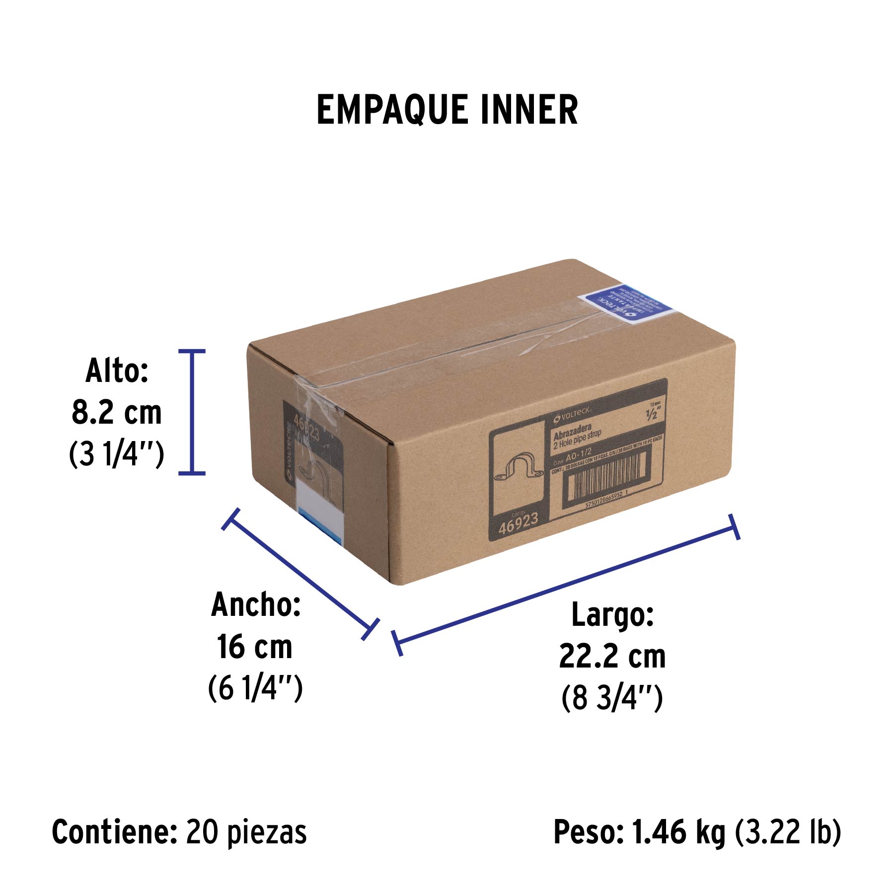 Bolsa c/10 abrazaderas tipo omega 1/2" p/tubo pared delgada - Empaque