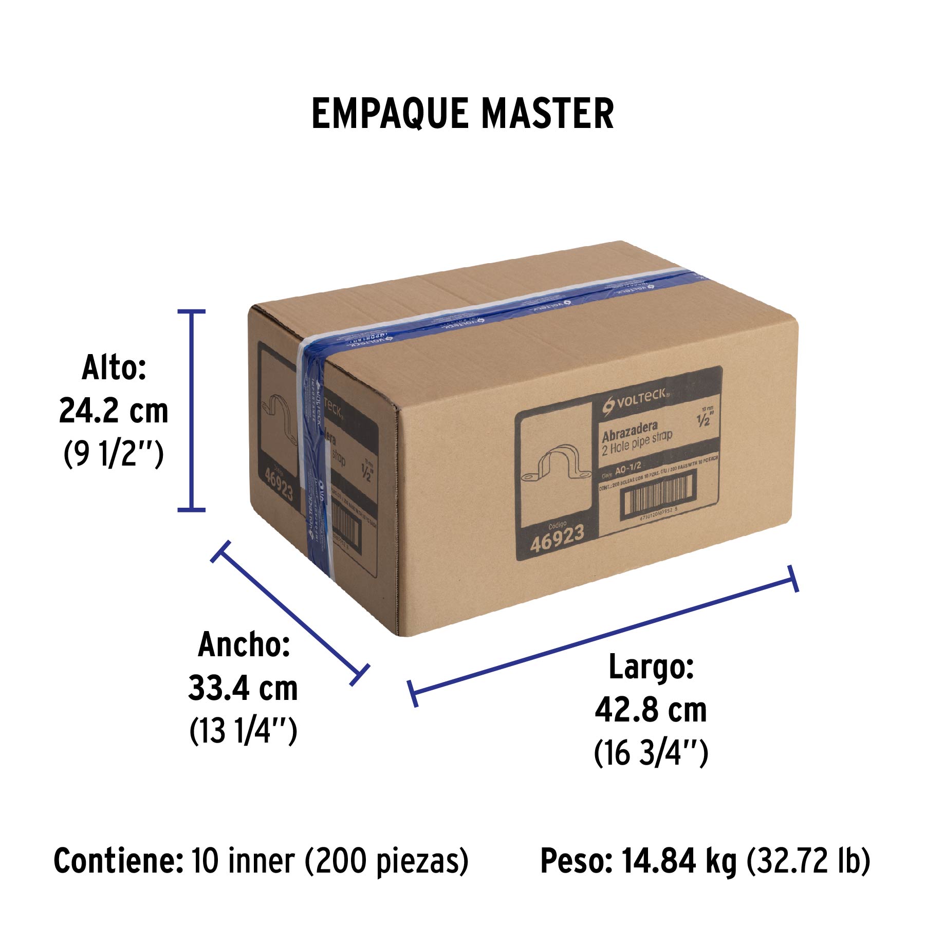 Bolsa c/10 abrazaderas tipo omega 1/2" p/tubo pared delgada - Empaque