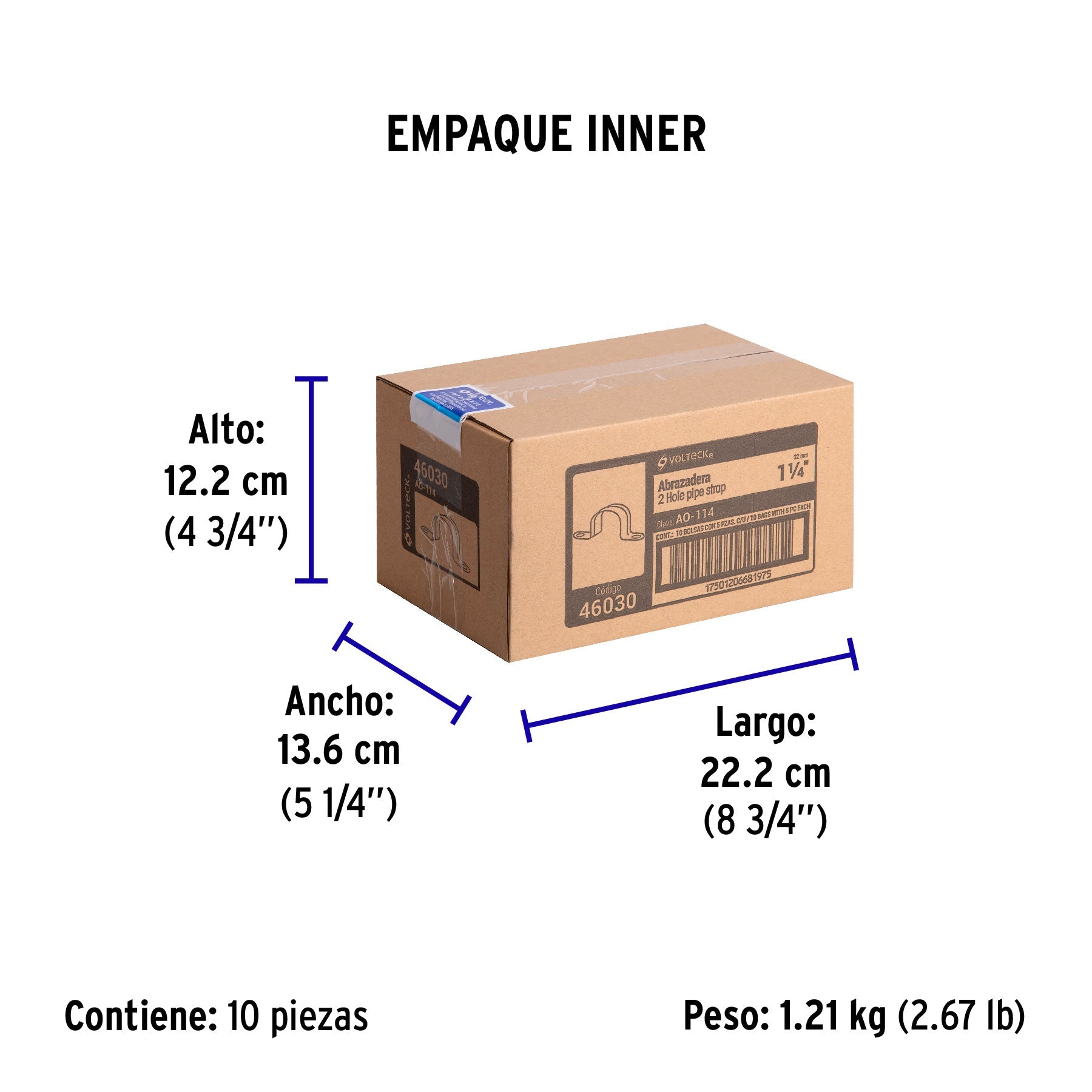 Bolsa c/5 abrazaderas tipo omega 1-1/4" p/tubo pared delgada - Empaque