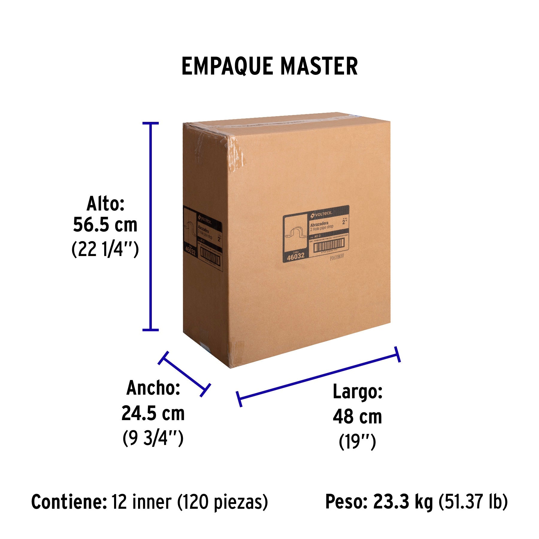 Bolsa c/5 abrazaderas tipo omega 2" p/tubo pared delgada - Empaque