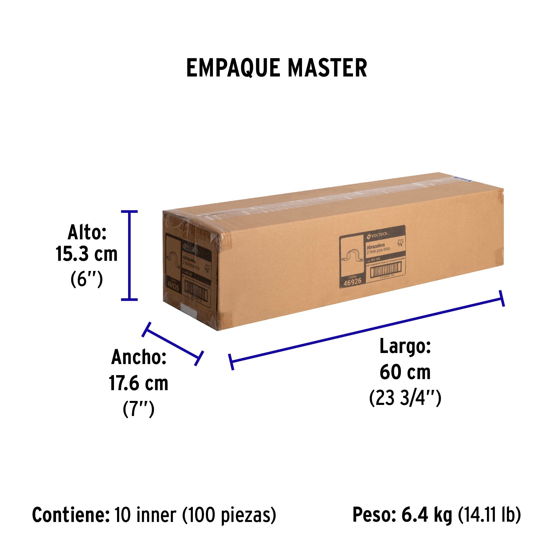 Bolsa c/10 abrazaderas tipo omega 3/8" p/tubo pared delgada - Empaque