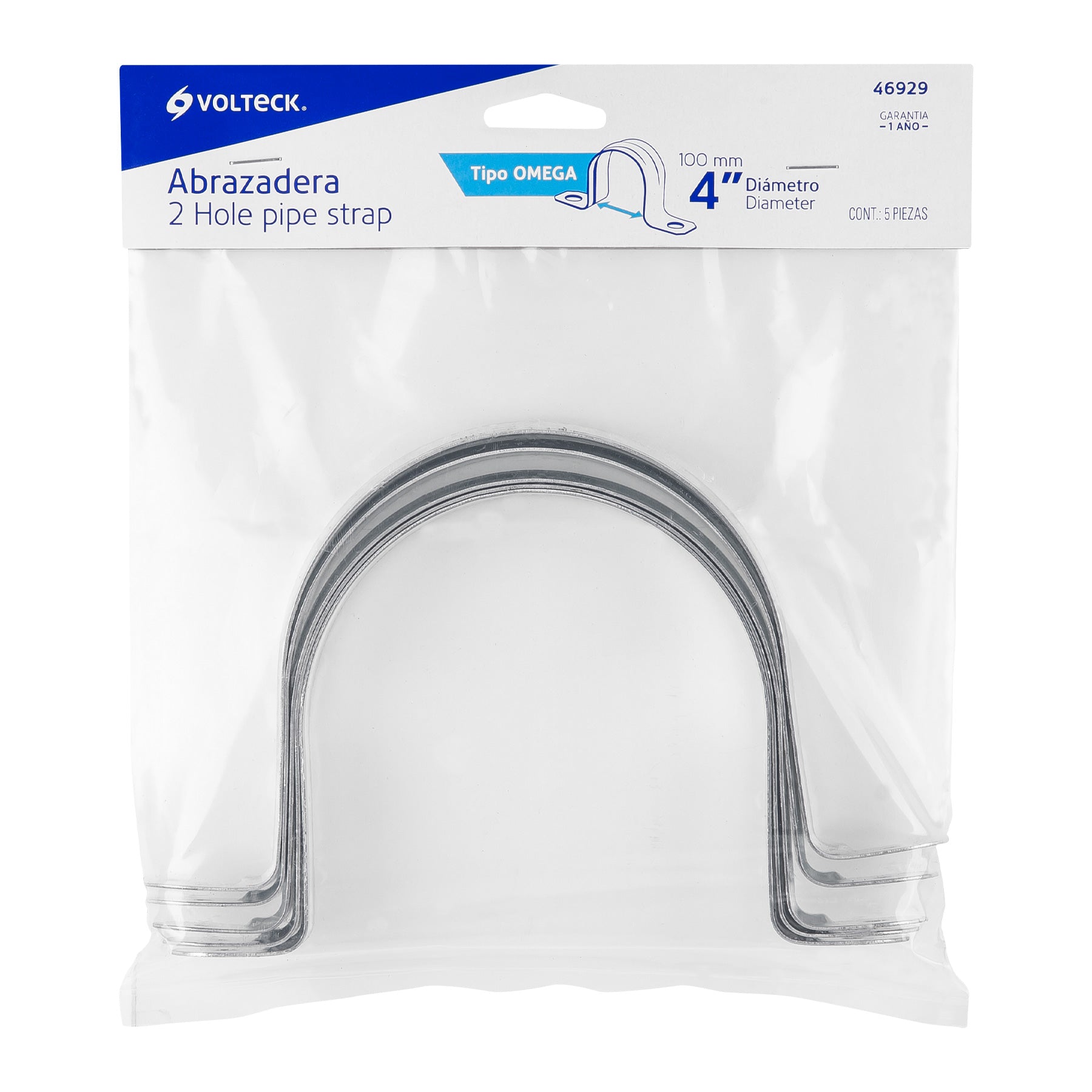Bolsa c/5 abrazaderas tipo omega 4" p/tubo pared delgada