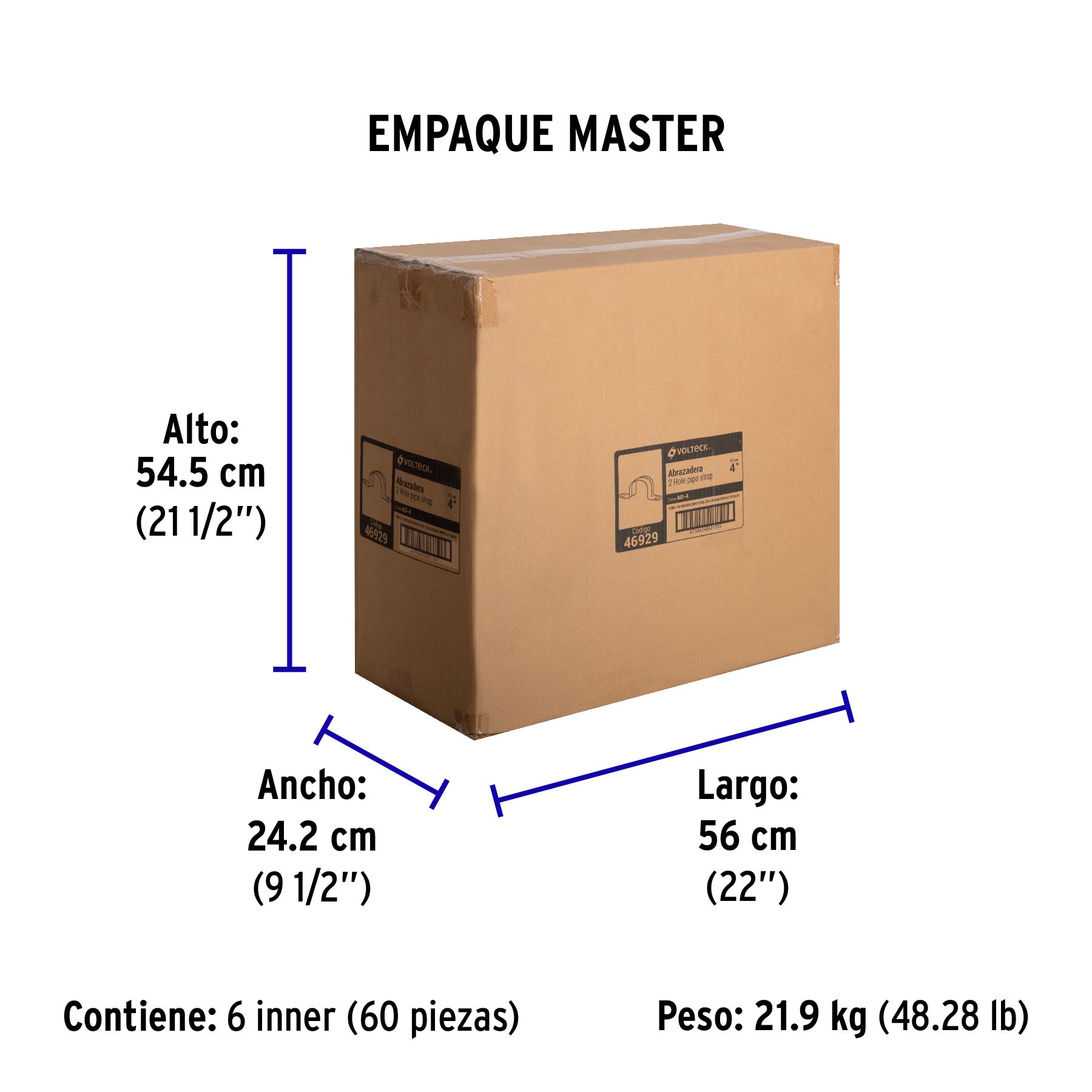 Bolsa c/5 abrazaderas tipo omega 4" p/tubo pared delgada - Empaque