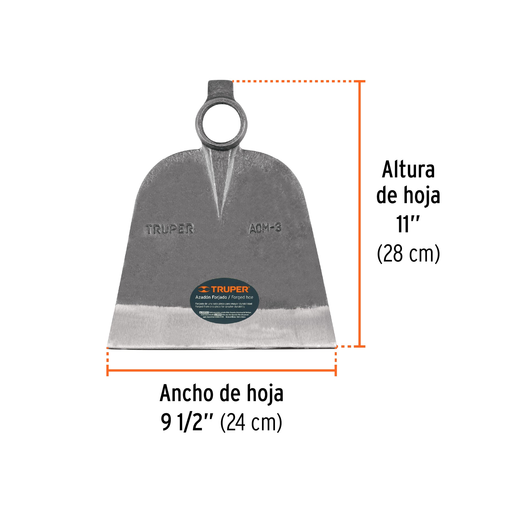 Azadón oreja y martillo No. 3 de 3.3 lb, sin mango, TRUPER