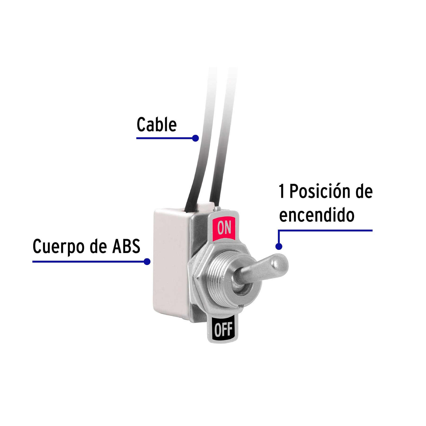 Interruptor de palanca con cable, 1 polo, on-off, VOLTECK