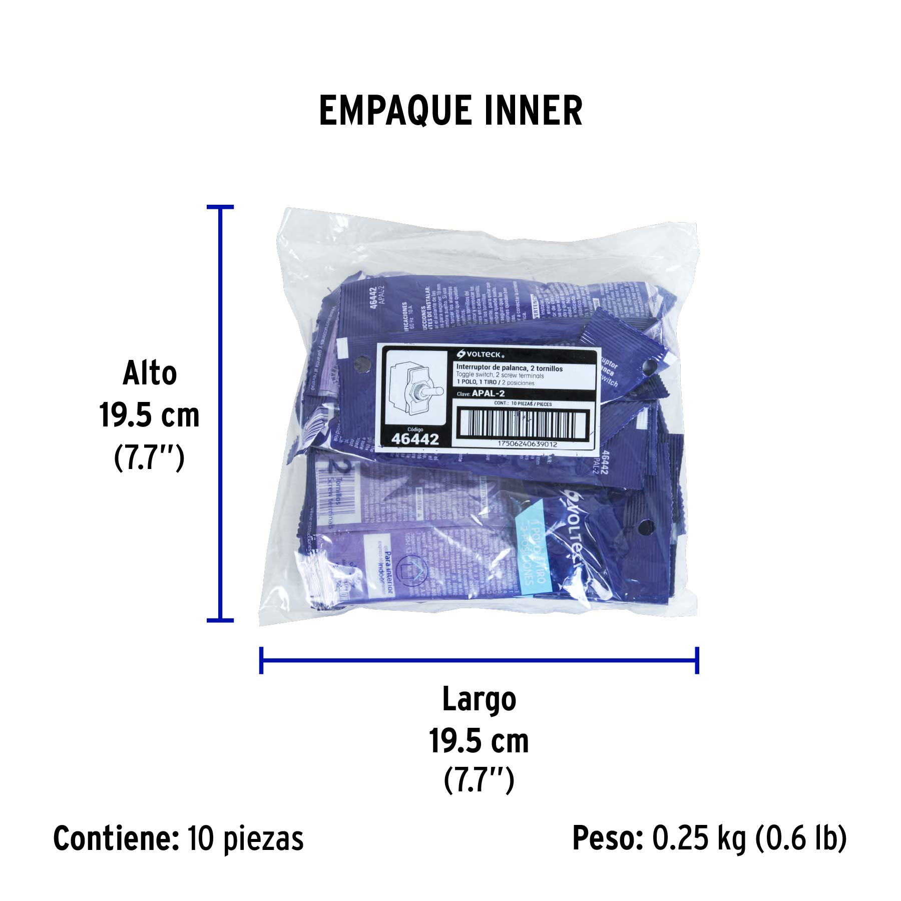 Interruptor de palanca, 1 polo, on-off, VOLTECK - Empaque