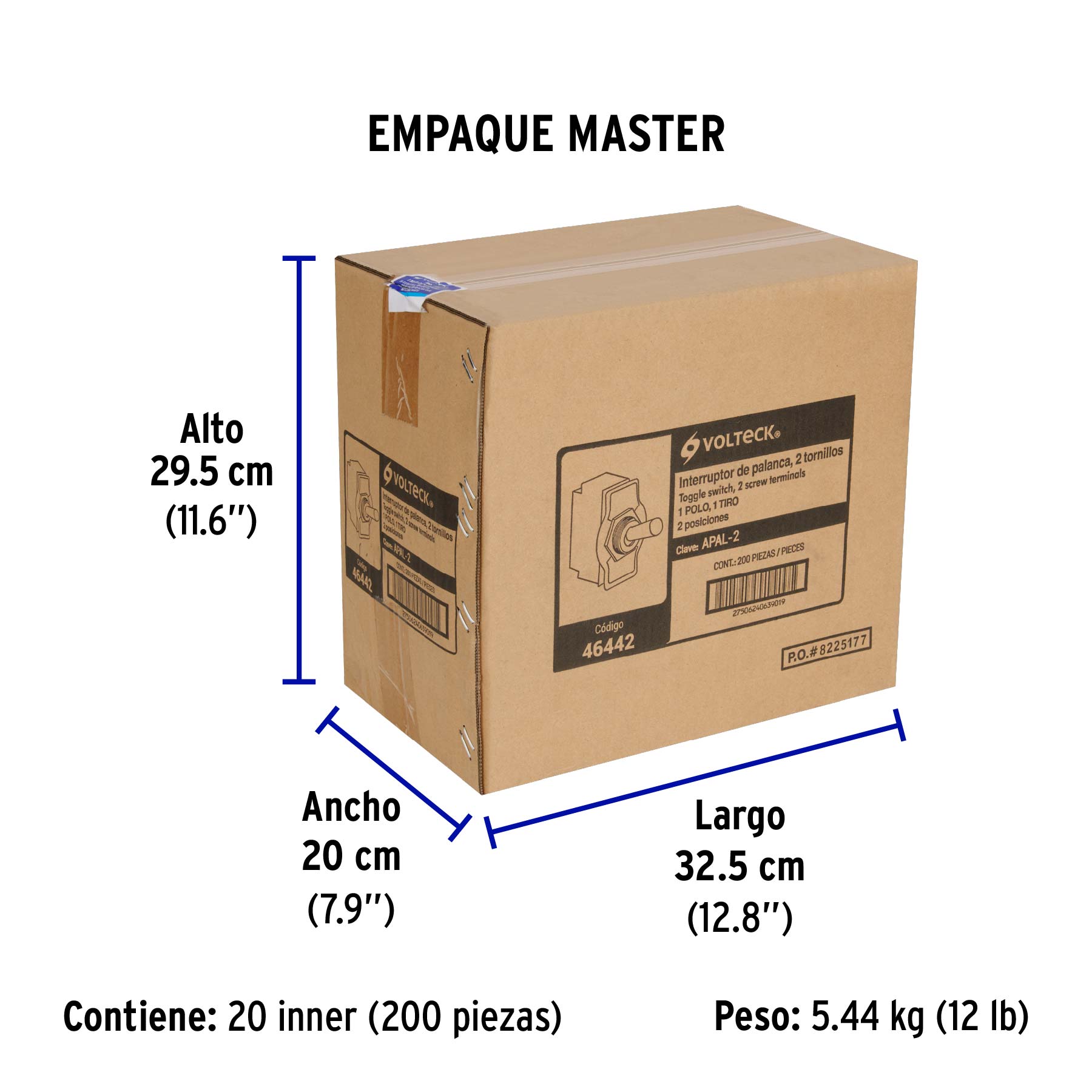 Interruptor de palanca, 1 polo, on-off, VOLTECK - Empaque